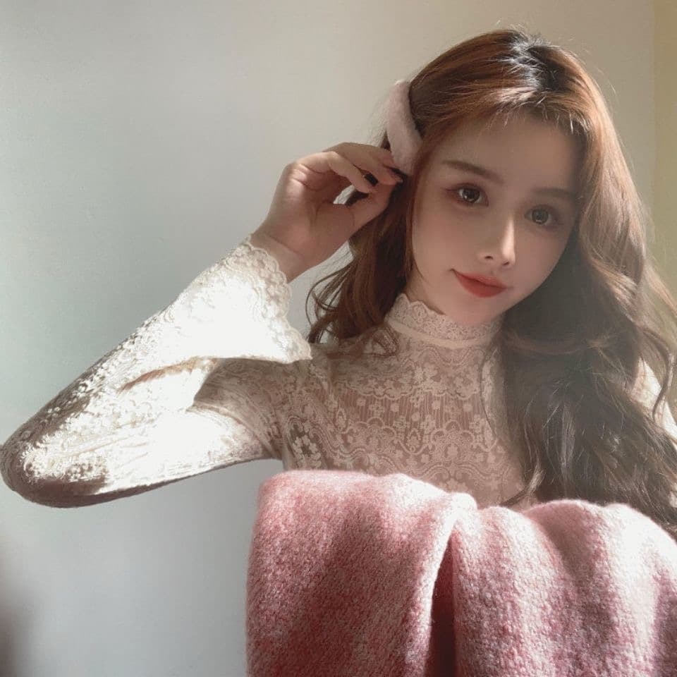 가을 겨울 폭발 2026 슈퍼 요정 새로운 외국 가스 터틀넥 품격 우아함 만나는 다용도 레이스 망사 긴팔 맨위 상세 이미지 2