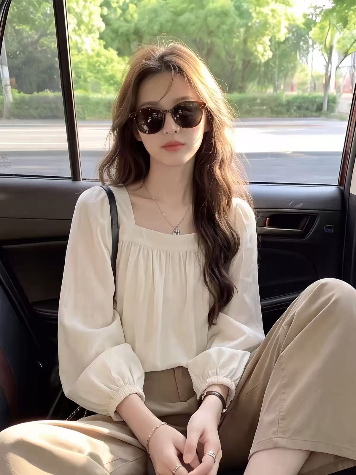 프랑스식 고급 센스 광장 칼라 거품 소매 긴팔 여성 셔츠 가을 루즈핏 디자인 센스 작은 대중 Chic 작은 셔츠 맨위 상세 이미지 4