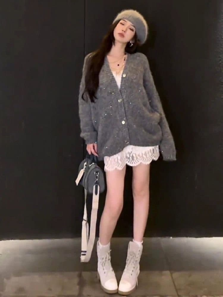 만나는 스택 착용 인터넷 유명인 폭발 레트로 프랑스식 레이스 조각 벨벳 불규칙 슬립 쇼트 스타일 드레스 이미지 3