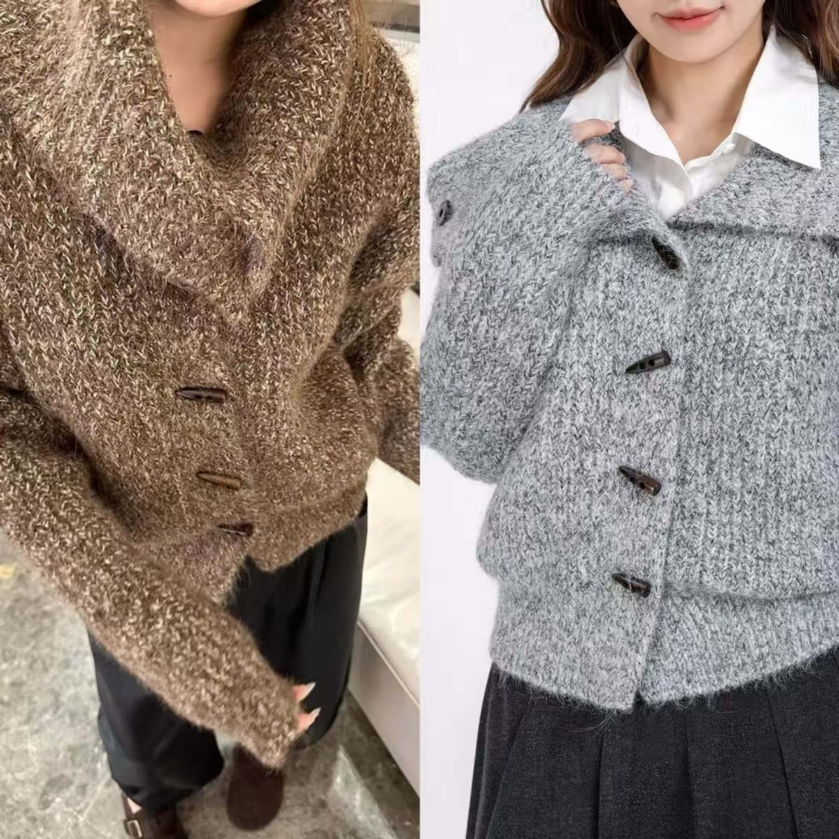 가을 겨울 고급 센스 빅 칼라 스웨터 여성 코트 오픈 가디건 겨울 착용 가져 가라. 자이언트 잘 생긴 ~ 중 고유 한 아름다운 니트 스웨터 상세 이미지 5
