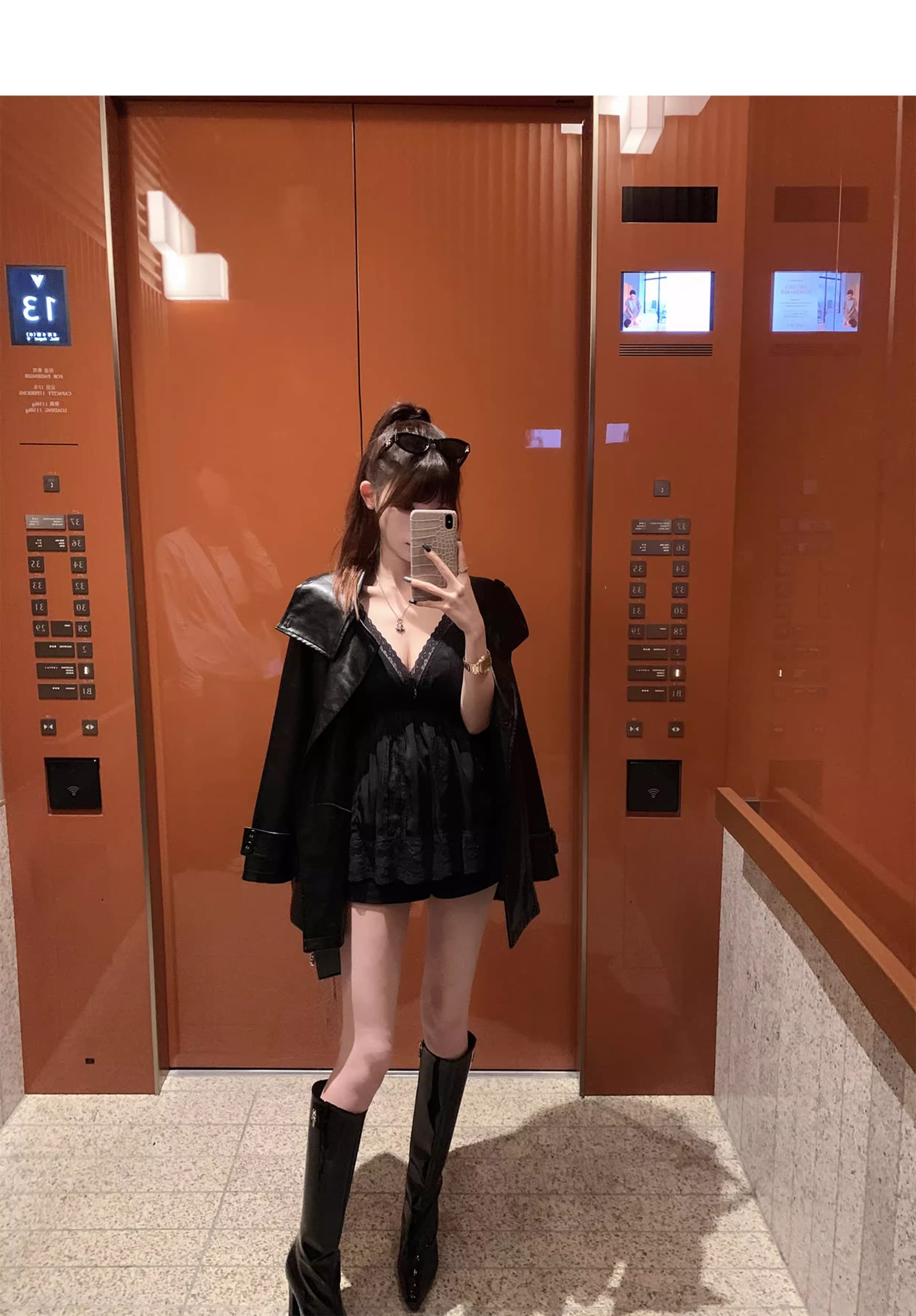 chicyou 검정색 품격 캐주얼 루즈핏 스탠드 칼라 부드럽다 가을 새로운 가죽 재킷 아메리칸 재킷 여성 코트 상세 이미지 19