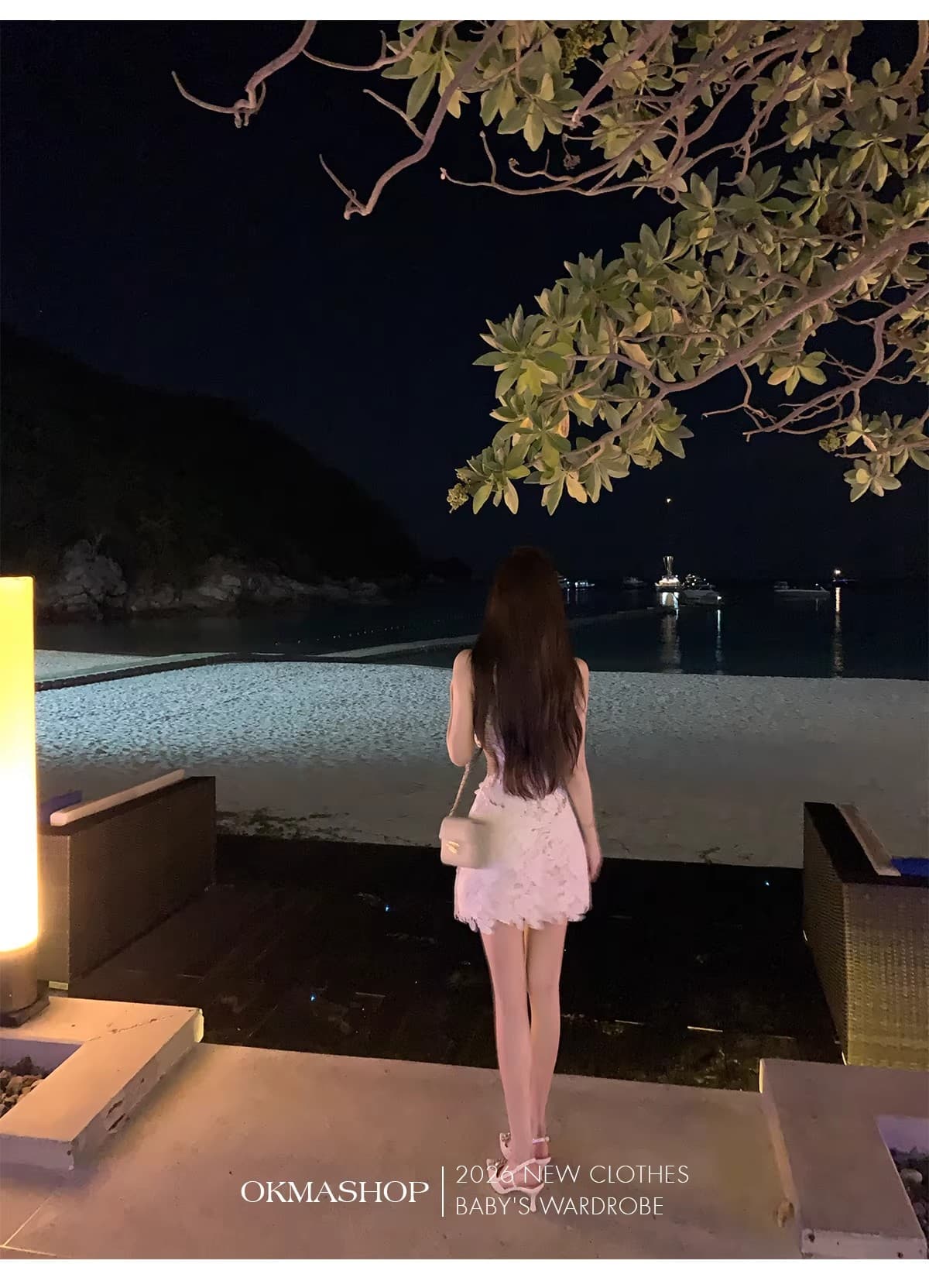 화이트 蔷 속삭임 비스듬한 어깨 여성 드레스 봄 여름 고급 센스 홀로우 아웃 레이스 순수한 욕망 오프숄더 치마 상세 이미지 31