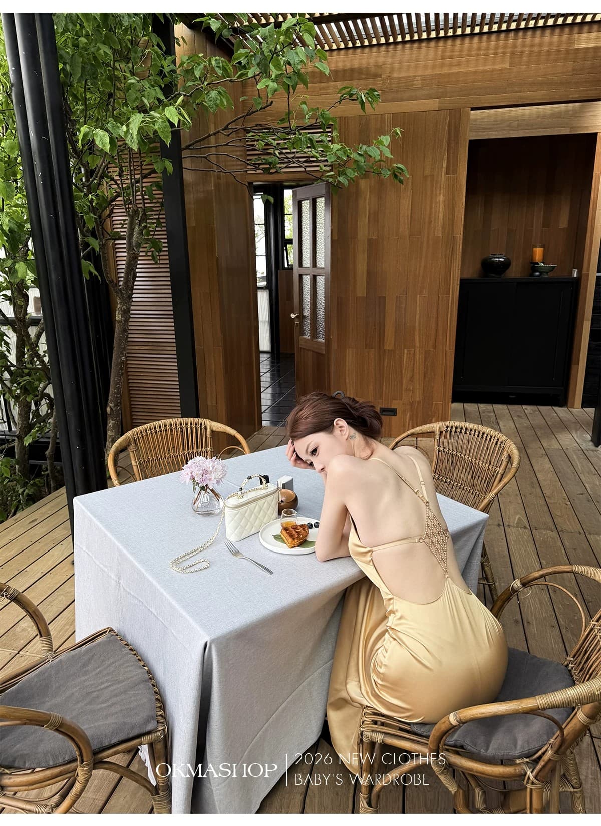 새틴 행침 목 점프 슈트 롱 스커트 여성 여름 상세 이미지 20