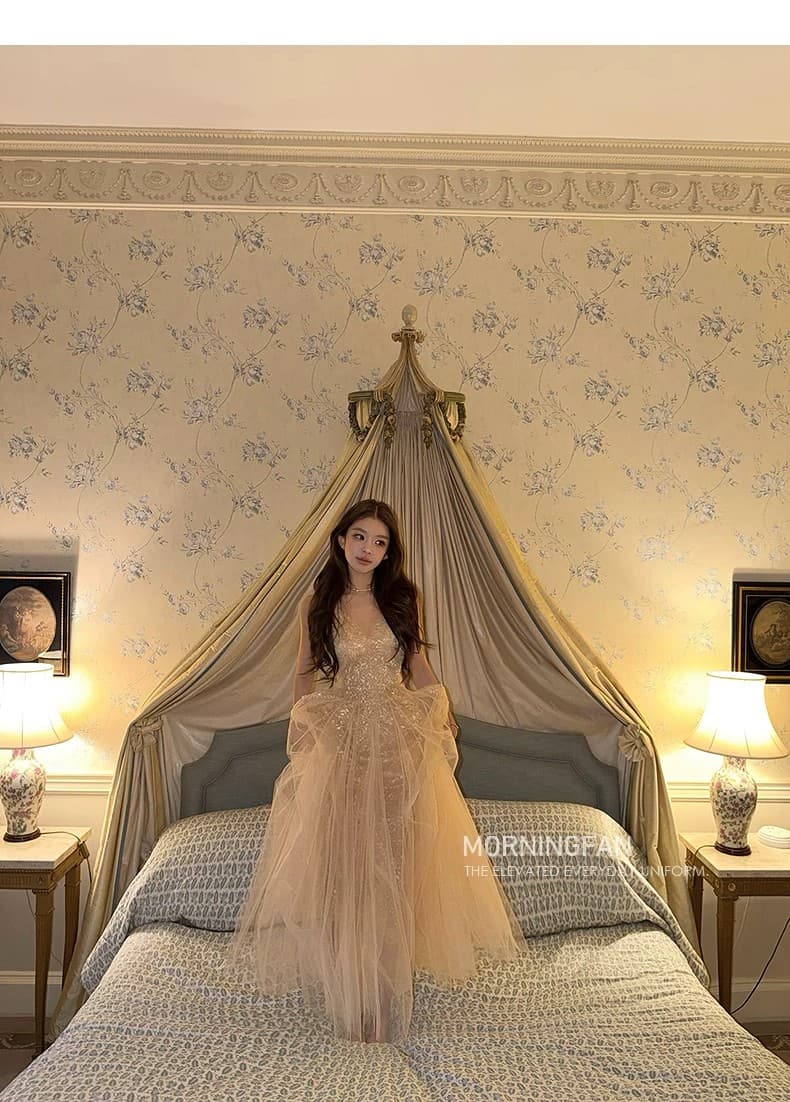 upscale 시리즈 무거운 작업 레이스 주문 구슬 삽입 조각 드레스 쇼트 스타일 롱 코트 상세 이미지 13
