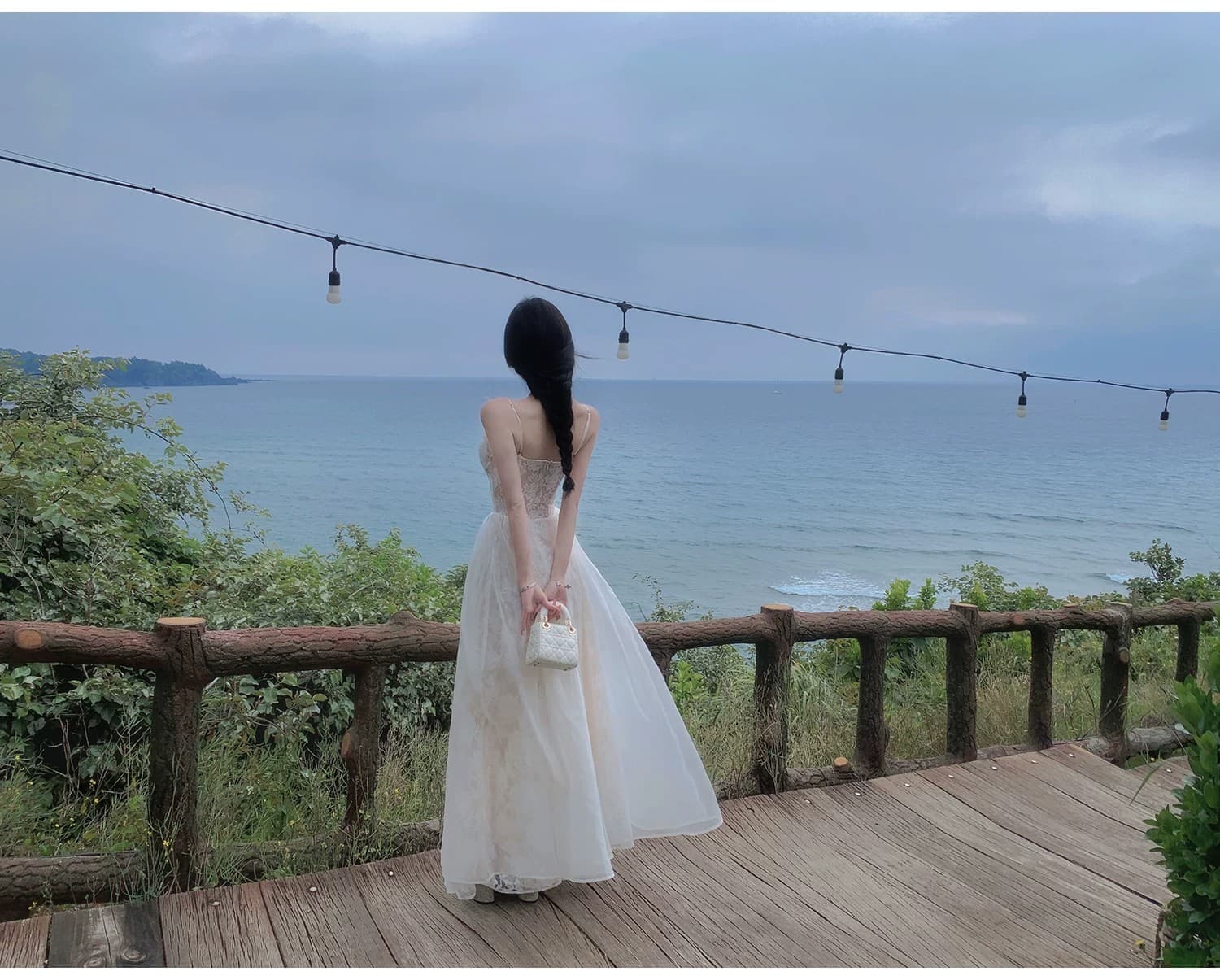 하얀 배 향기로운 백주 jayky 사설 서비스 선 레이스 자카드 원사 꼬집기 허리 슬립 드레스 상세 이미지 21