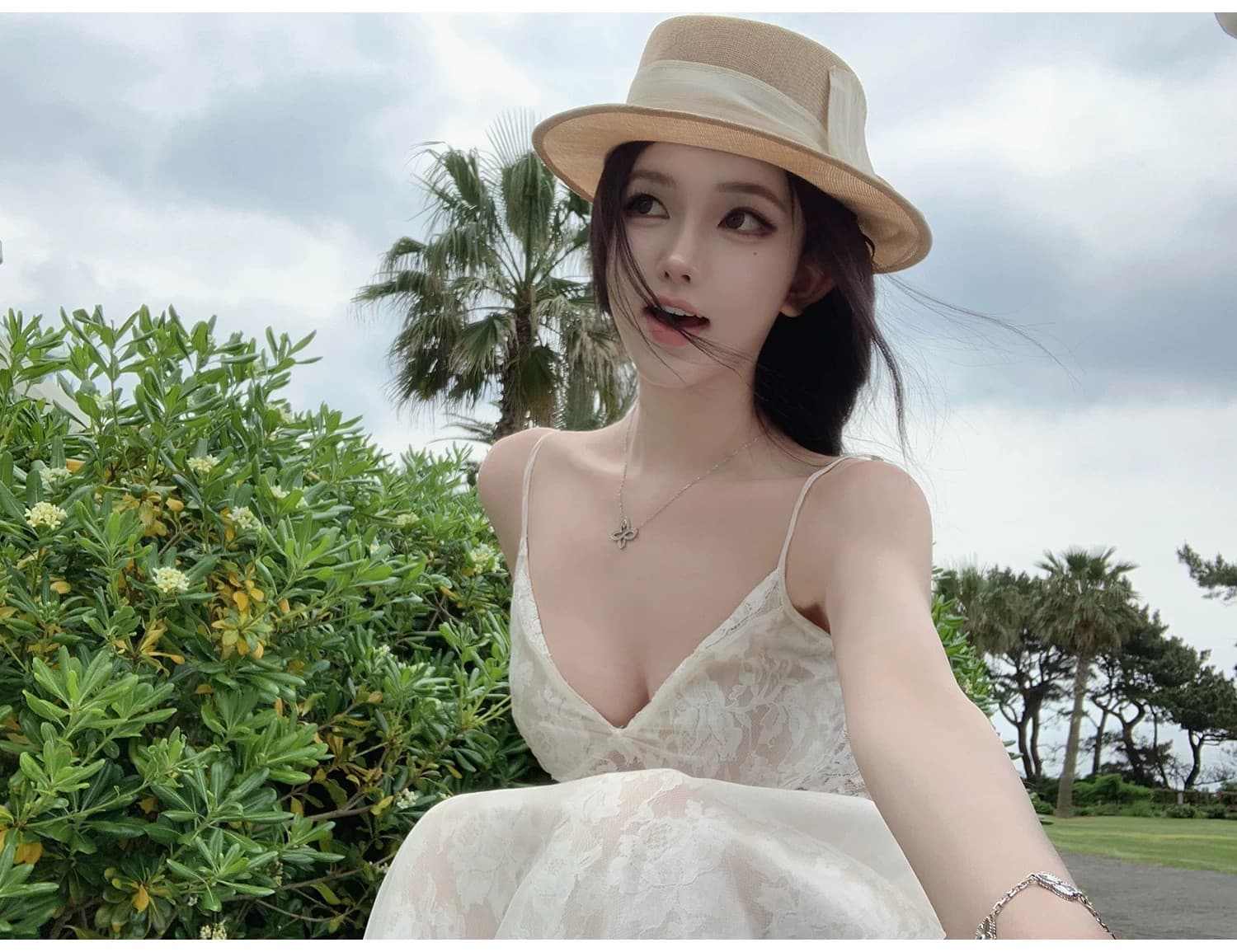 하얀 배 향기로운 백주 jayky 사설 서비스 선 레이스 자카드 원사 꼬집기 허리 슬립 드레스 상세 이미지 22