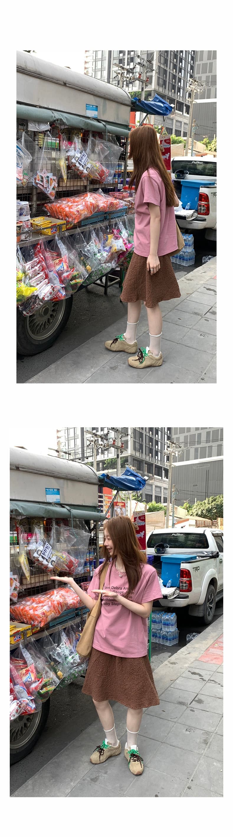 둘 색상 알파벳 프린트 티셔츠 2026 봄 여름 루즈핏 다용도 레트로 라운드 넥 반팔 맨위 상세 이미지 8
