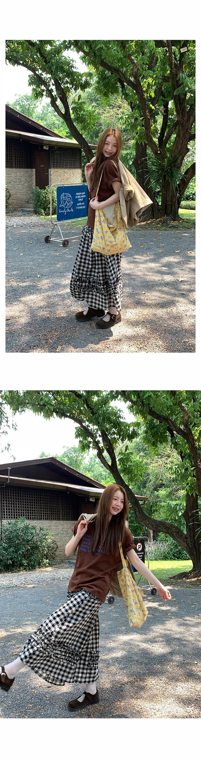 둘 색상 알파벳 프린트 티셔츠 2026 봄 여름 루즈핏 다용도 레트로 라운드 넥 반팔 맨위 상세 이미지 19