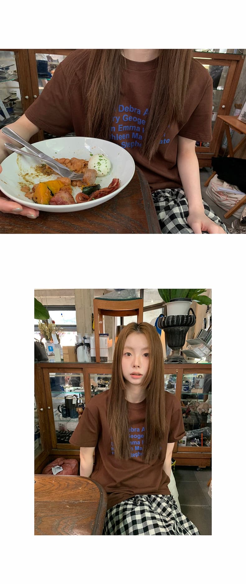 둘 색상 알파벳 프린트 티셔츠 2026 봄 여름 루즈핏 다용도 레트로 라운드 넥 반팔 맨위 상세 이미지 20