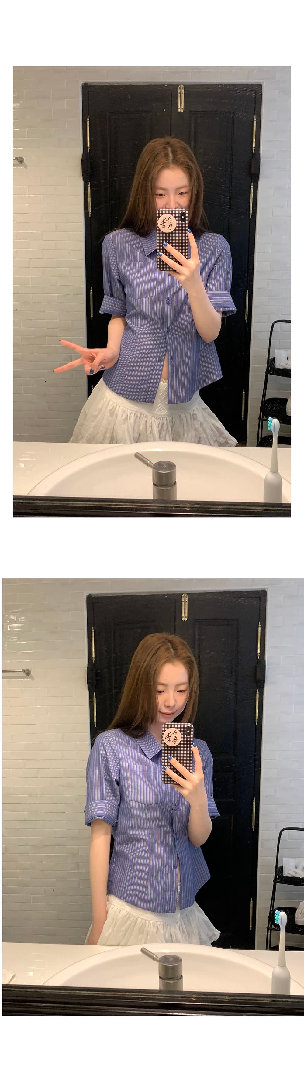 스트라이프 몸매 가꾸기 셔츠 품격 셔츠 작은 대중 디자인 2026 출퇴근 반팔 맨위 상세 이미지 3