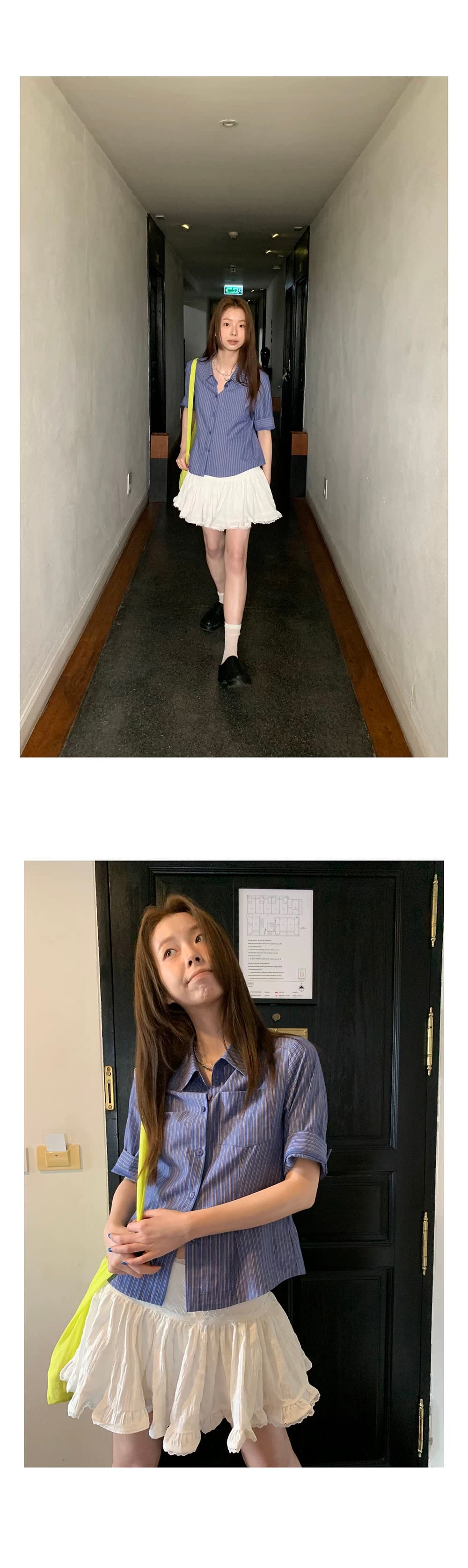 스트라이프 몸매 가꾸기 셔츠 품격 셔츠 작은 대중 디자인 2026 출퇴근 반팔 맨위 상세 이미지 5