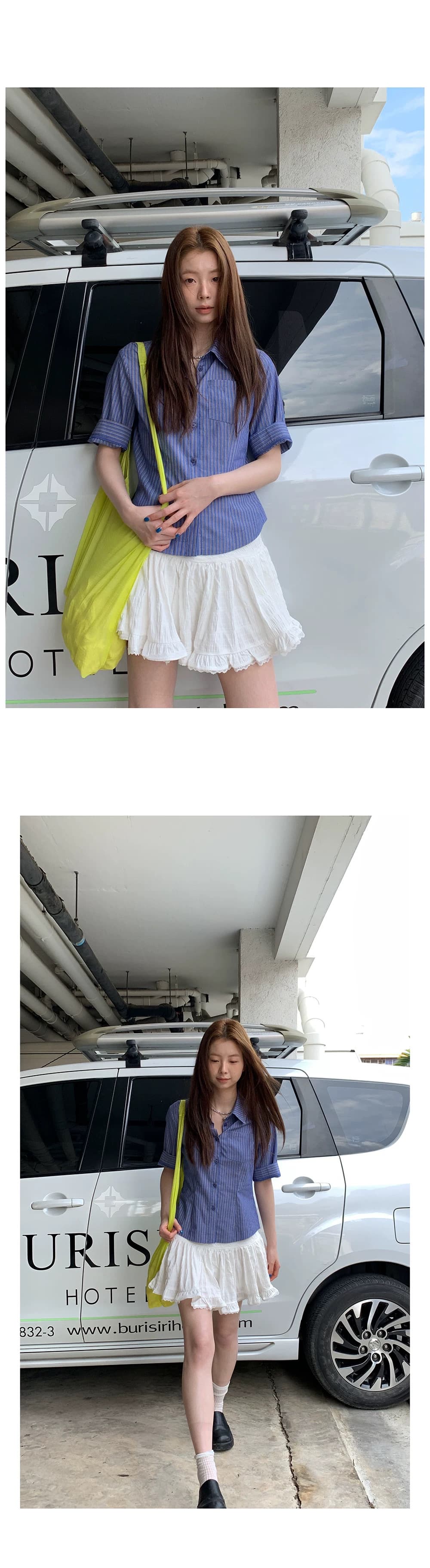 스트라이프 몸매 가꾸기 셔츠 품격 셔츠 작은 대중 디자인 2026 출퇴근 반팔 맨위 상세 이미지 7