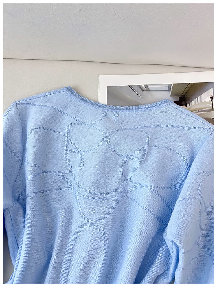 실사 실사 대 물품 있음 대 그림 2026 년 봄 가을 겨울 허리 수축 프릴 스웨터 니트 맨위 여성 상세 이미지 33