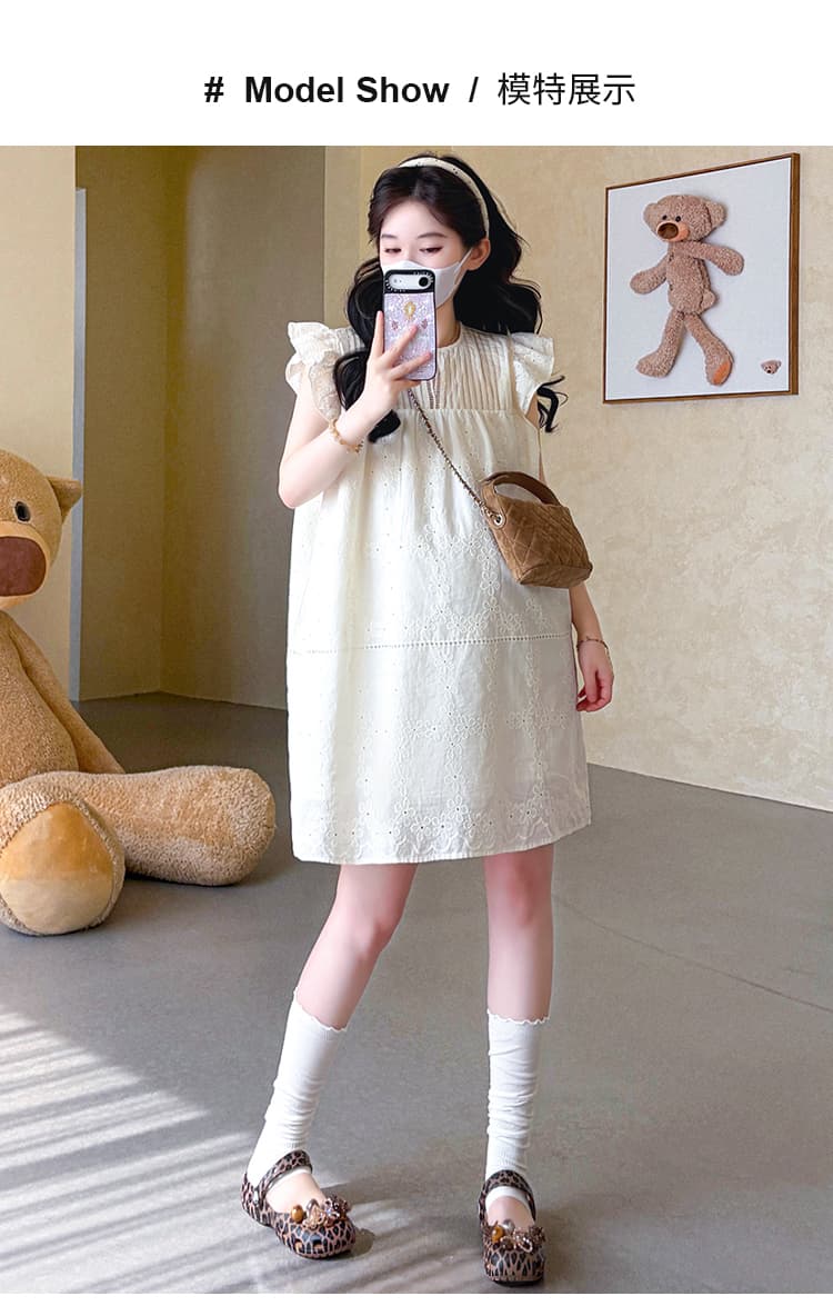 실사 지금 임산부 여름 새로운 한국 스타일 Feifei 소매 홀로우 아웃 자수 드레스 루즈핏 진자 작은 키 임신 엄마 상세 이미지 8