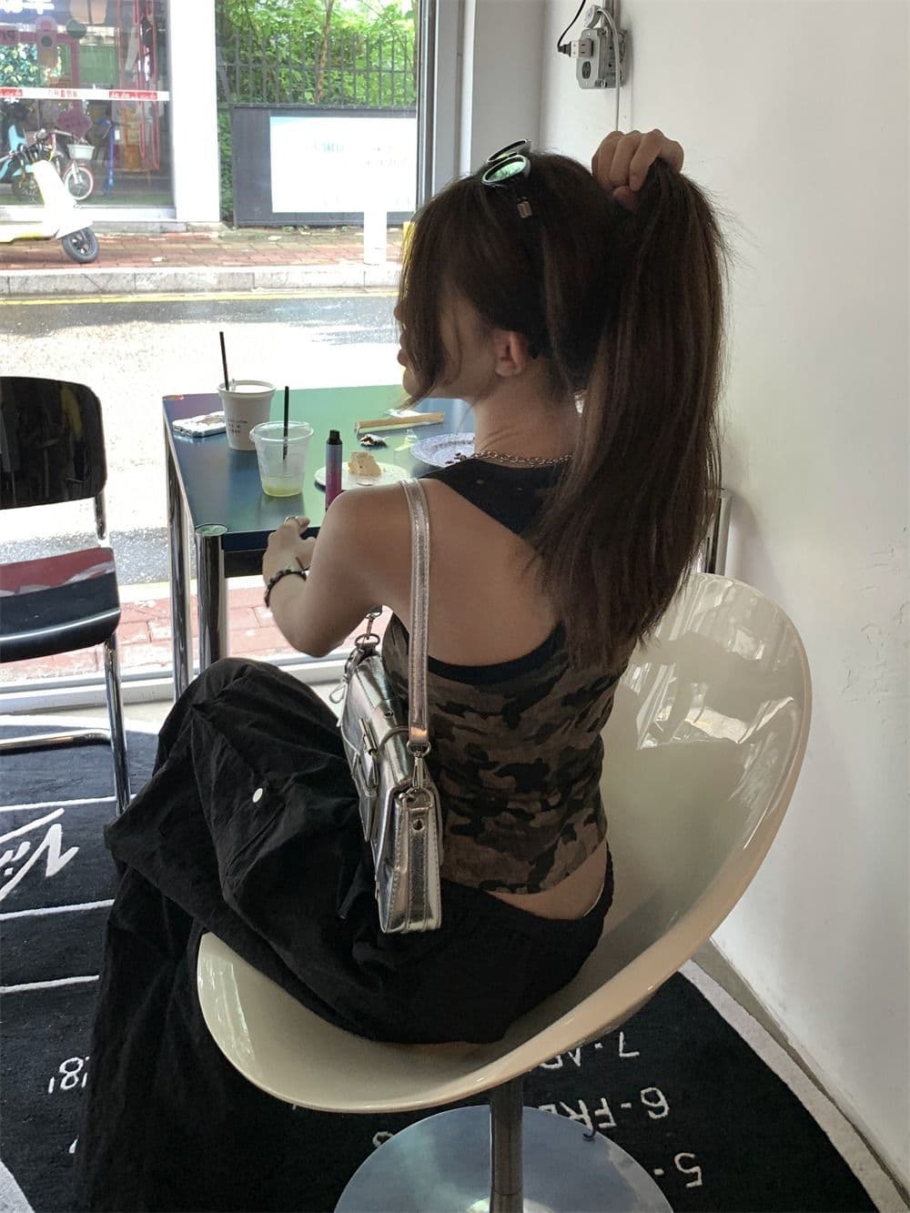 모달 사람들 면 260 그램 아메리칸 핫걸 카모플라주 패치워크 색상 조끼 슬립 여성 여름 상세 이미지 2