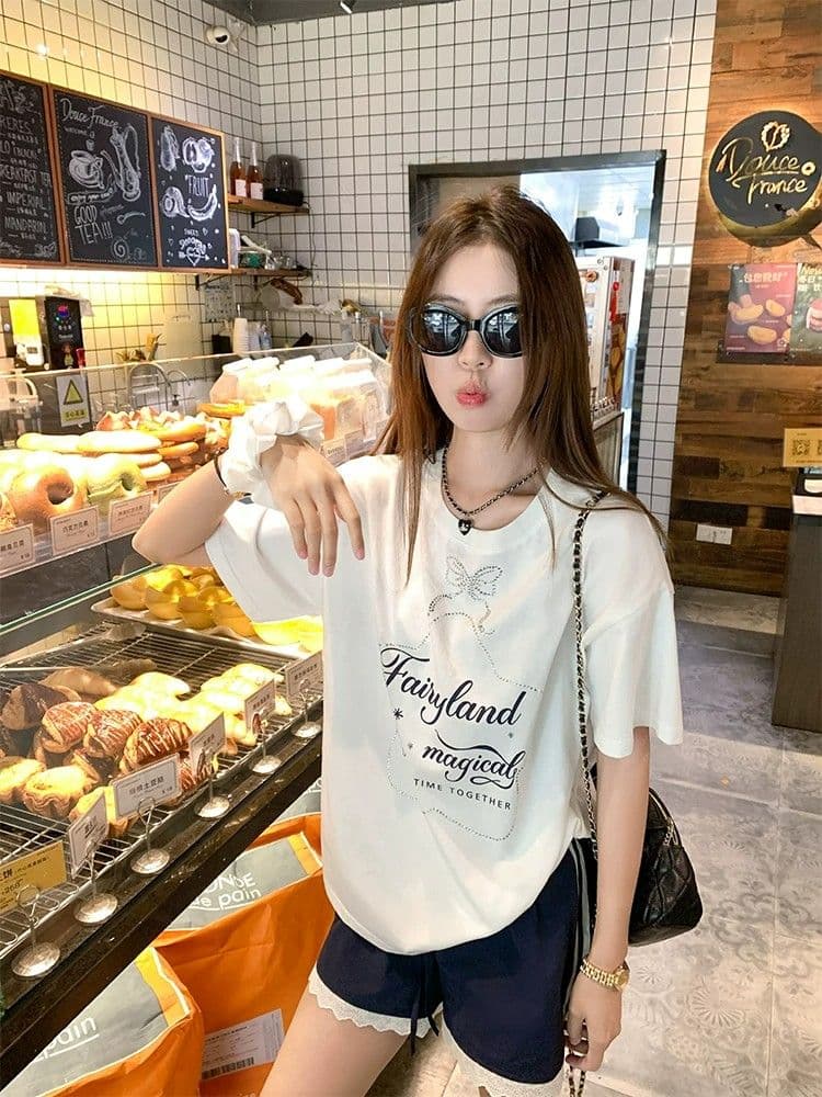 3 차원 허리 머리 한 부서 레이스 측면 운동 캐주얼 반바지 여성 2026 새로운 여름 하이웨이스트 루즈핏 와이드 레그 팬츠 이미지 3