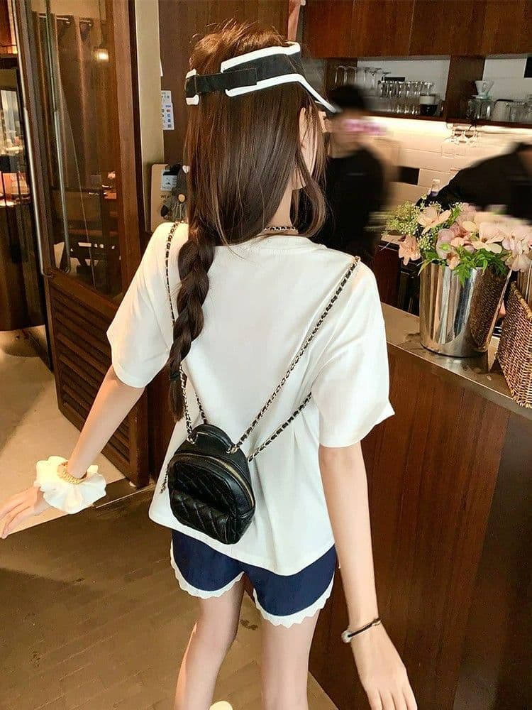 3 차원 허리 머리 한 부서 레이스 측면 운동 캐주얼 반바지 여성 2026 새로운 여름 하이웨이스트 루즈핏 와이드 레그 팬츠 상세 이미지 6