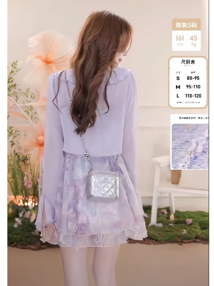 순수한 욕망 바람 프릴 쉬폰 자외선 차단 의류 여성 여름 경기 치마 외부 가져 가라. 작은 숄 얇은 카디건 코트 쇼트 스타일 블라우스 이미지 2