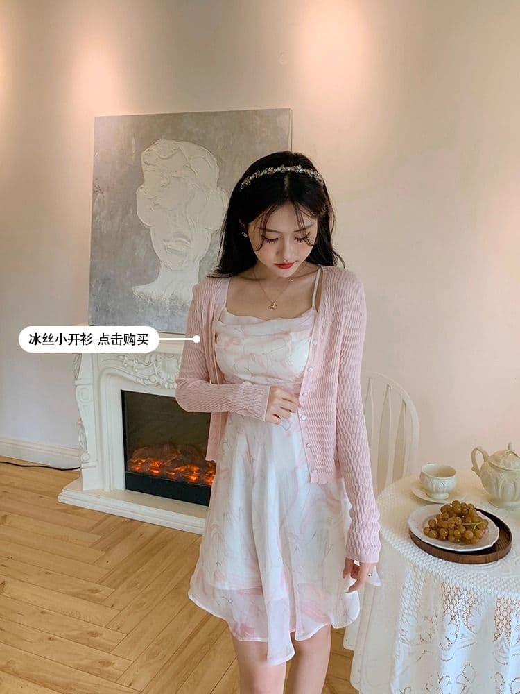 해변 레이디 휴가 치마 해변가 해변 드레스 작은 키 미니 스커트 핑크색 꽃무늬 슬립 드레스 여성 드레스 여름 상세 이미지 15
