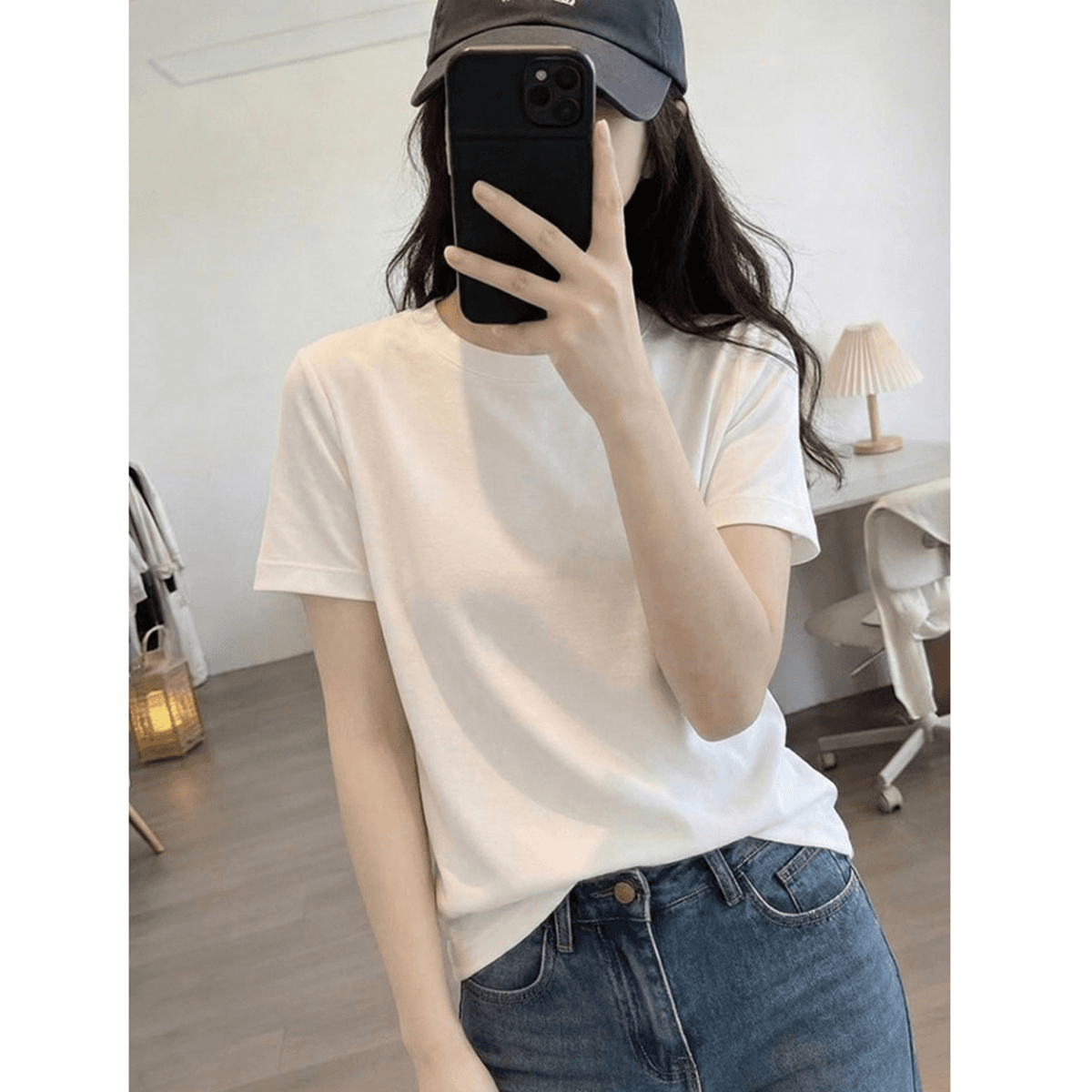 200그램 순면 당겨 프레임 95 면 5 암모니아 Lun 긍정적 인 어깨 반팔 티셔츠 여성 여름 기초 섹션 루즈핏 만나는 맨위 이미지 5
