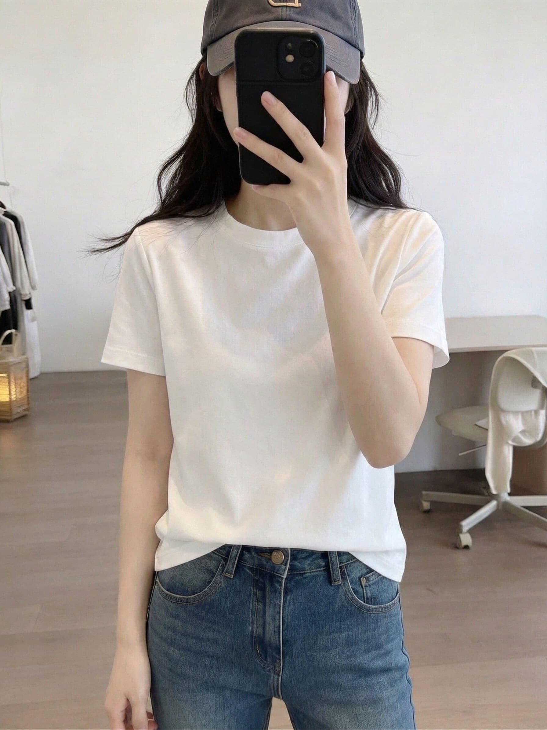 200그램 순면 당겨 프레임 95 면 5 암모니아 Lun 긍정적 인 어깨 반팔 티셔츠 여성 여름 기초 섹션 루즈핏 만나는 맨위 상세 이미지 3