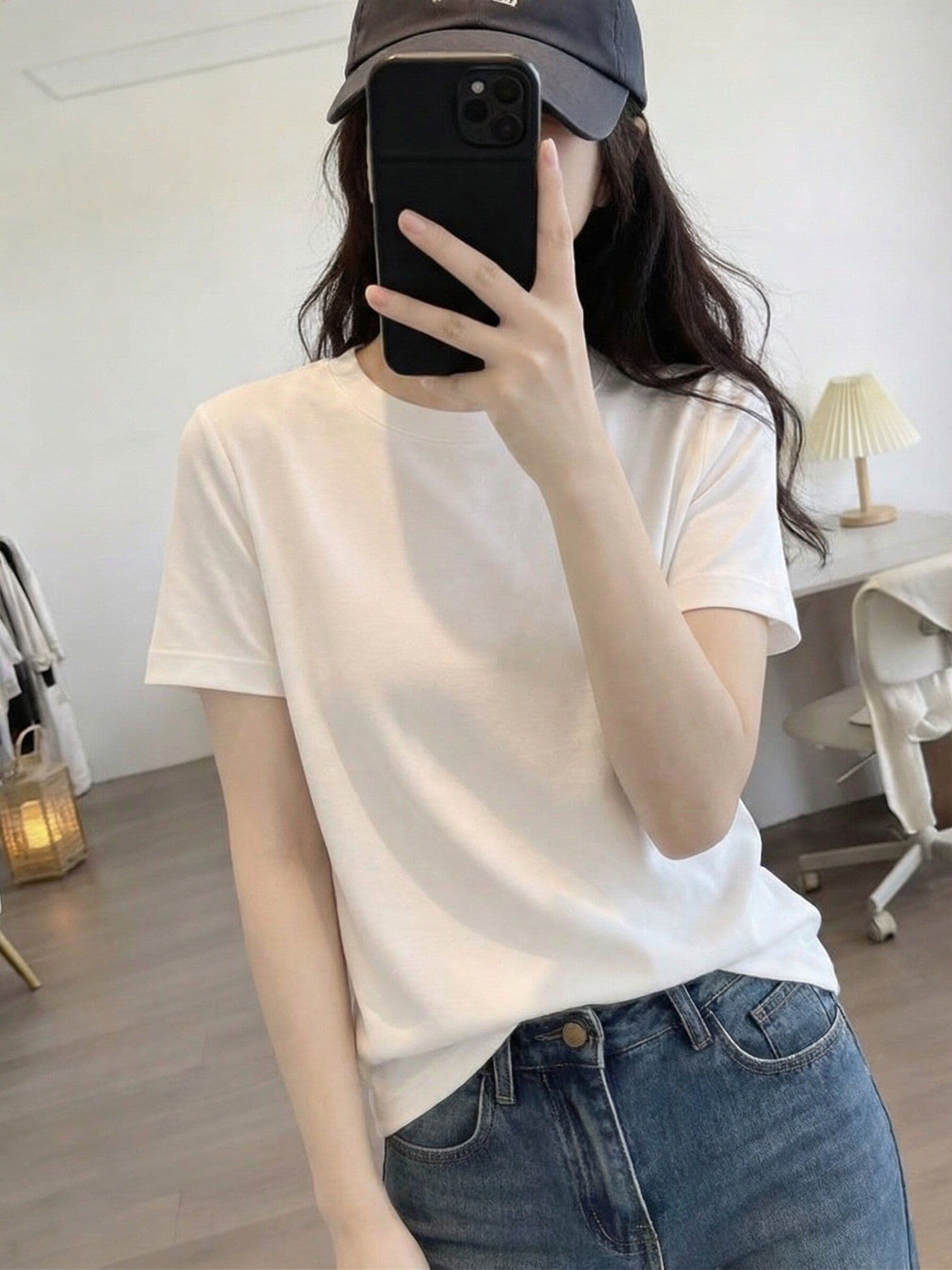 200그램 순면 당겨 프레임 95 면 5 암모니아 Lun 긍정적 인 어깨 반팔 티셔츠 여성 여름 기초 섹션 루즈핏 만나는 맨위 상세 이미지 6