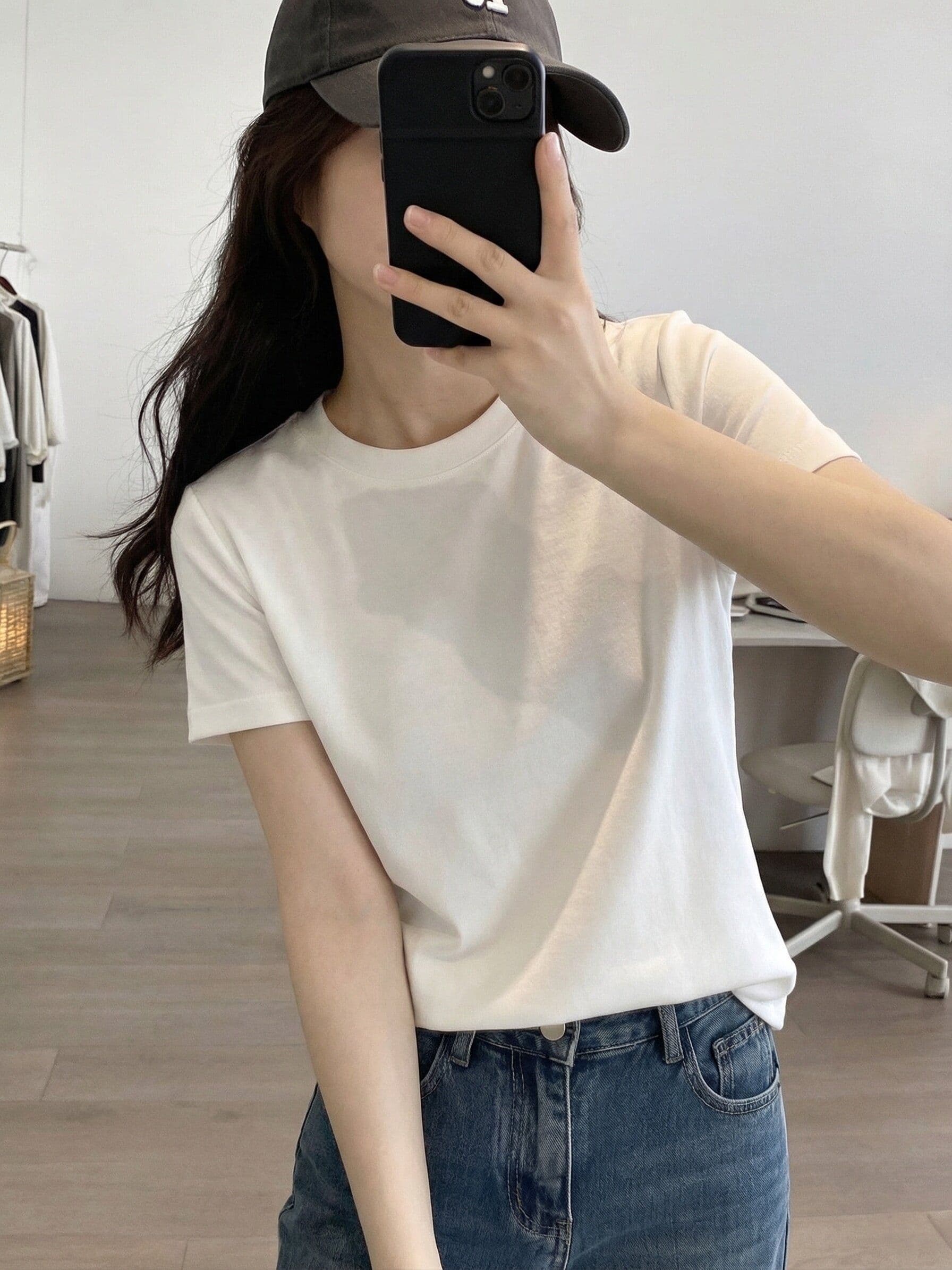 200그램 순면 당겨 프레임 95 면 5 암모니아 Lun 긍정적 인 어깨 반팔 티셔츠 여성 여름 기초 섹션 루즈핏 만나는 맨위 상세 이미지 7