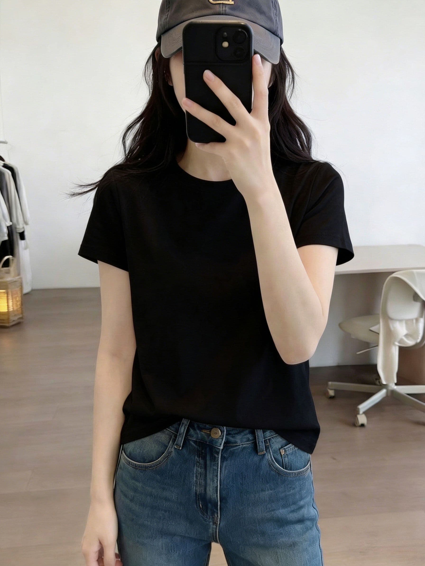 200그램 순면 당겨 프레임 95 면 5 암모니아 Lun 긍정적 인 어깨 반팔 티셔츠 여성 여름 기초 섹션 루즈핏 만나는 맨위 상세 이미지 8