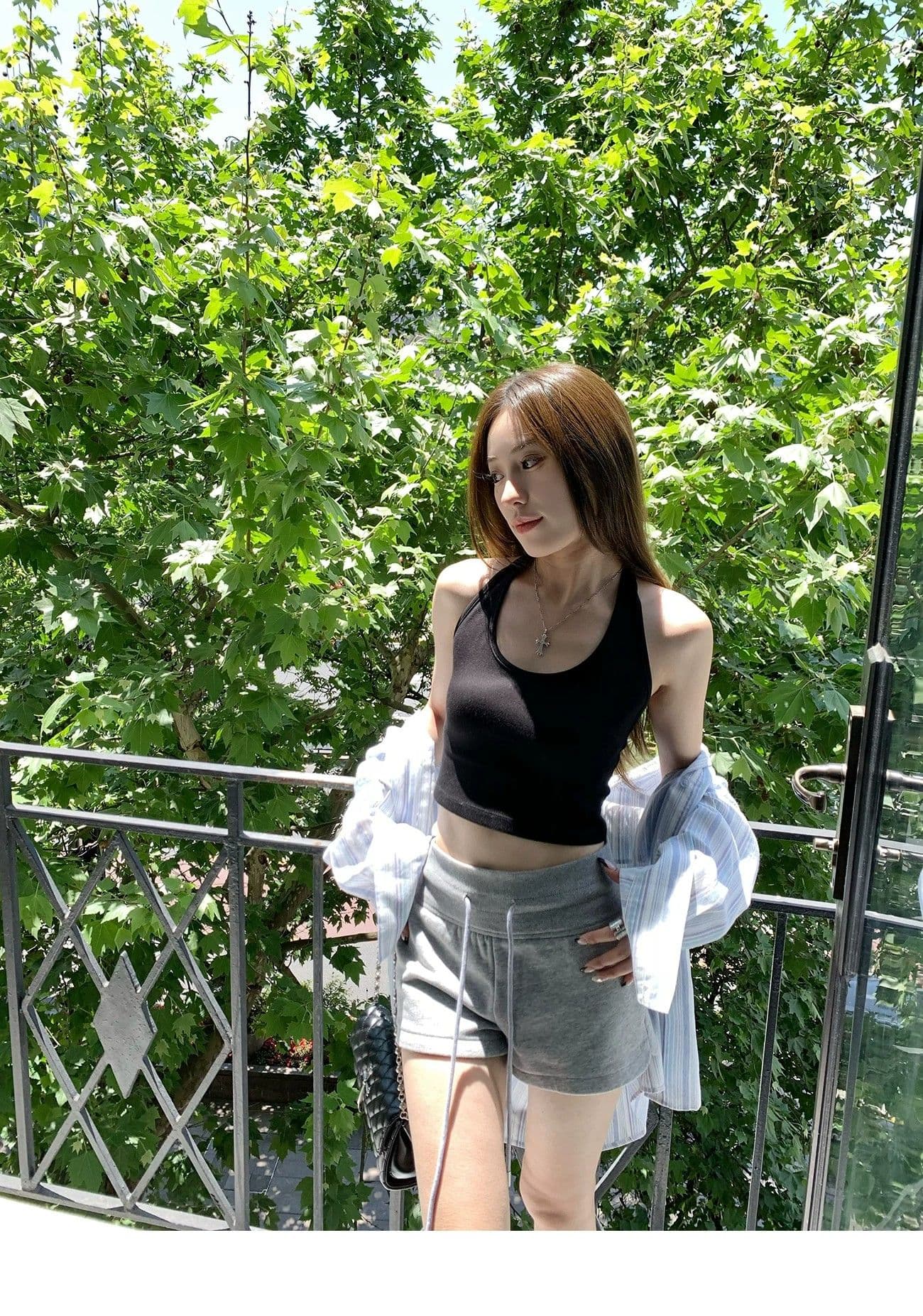 회색 캐주얼 반바지 아이들 외출용 2026 여름 새로운 아메리칸 핫걸 운동 몸매 가꾸기 펌프 로프 로우 웨이스트 핫 바지 상세 이미지 9