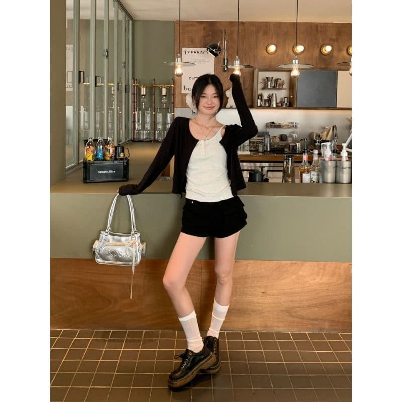 와 사고 방식 꽃 회색 단추 조끼 슬립 여성 여름 인사이드 가져 가라. 수 있습니다. 외출용 몸매 가꾸기 민소매 다용도 맨위 이미지 3