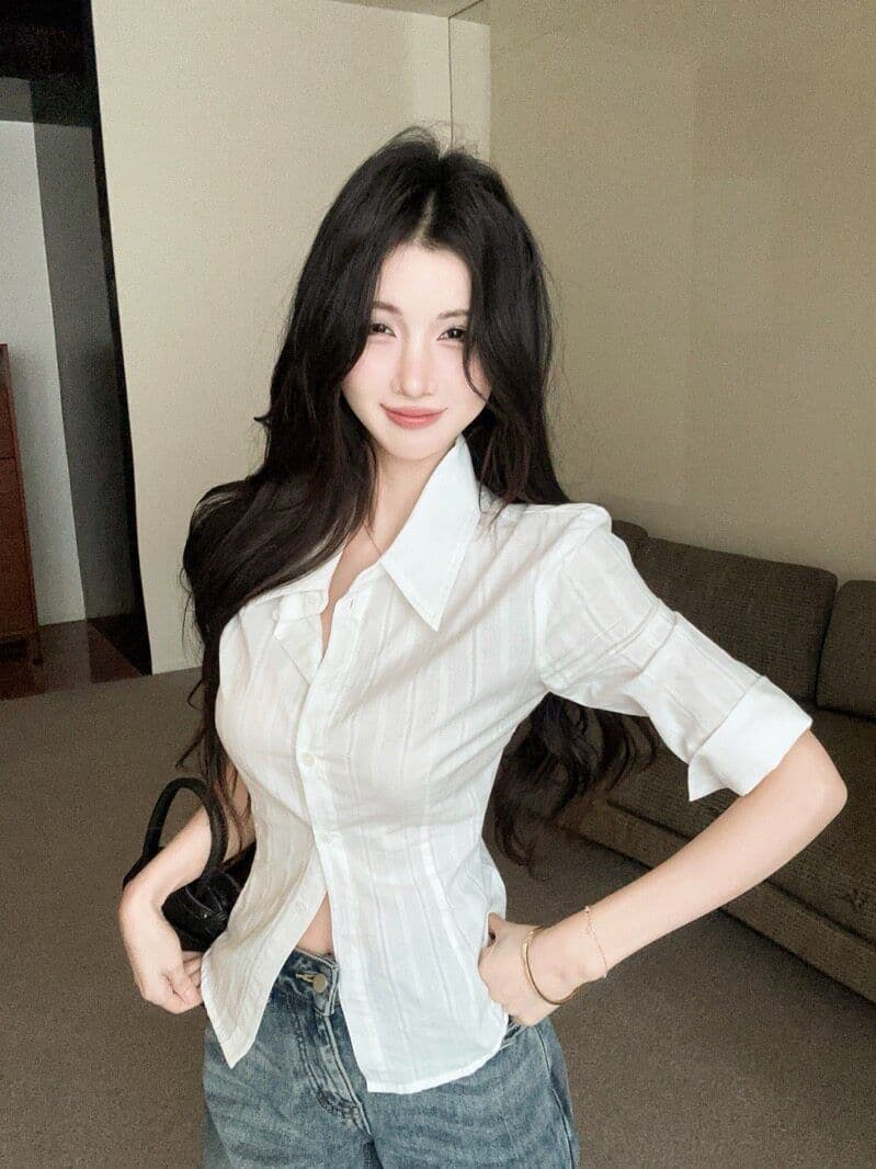 원본 원단 화이트 셔츠 여자 봄 프랑스식 맨위 고급 센스 빛 럭셔리 연령 감소 외국 가스 셔츠 상세 이미지 8