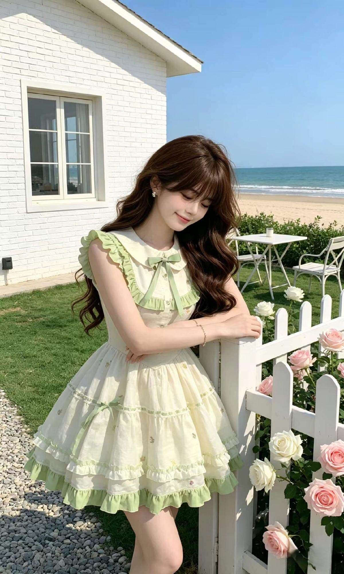 학원 스타일 달콤함 베이비 칼라 녹색 여성 드레스 여름 2026 새로운 작은 키 쇼트 스타일 jk 퍼프 치마 상세 이미지 5