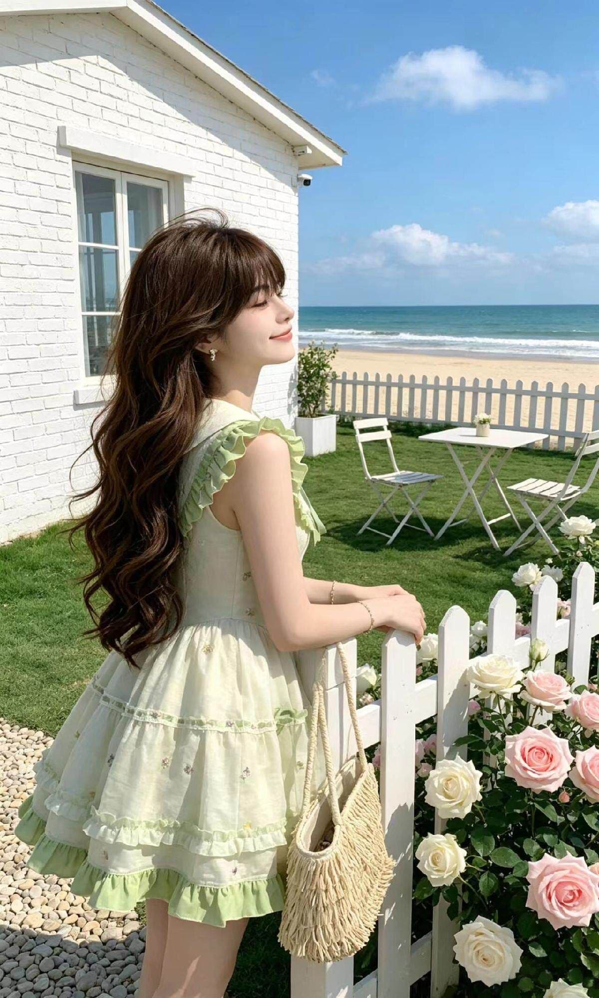 학원 스타일 달콤함 베이비 칼라 녹색 여성 드레스 여름 2026 새로운 작은 키 쇼트 스타일 jk 퍼프 치마 상세 이미지 6
