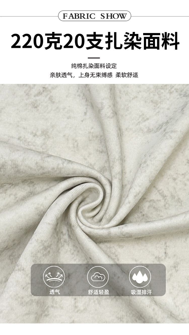 220 그램 20 개 라운드 넥 조수 브랜드 레트로 마 오래된 홀치기 염색 반팔 티셔츠 상세 이미지 2
