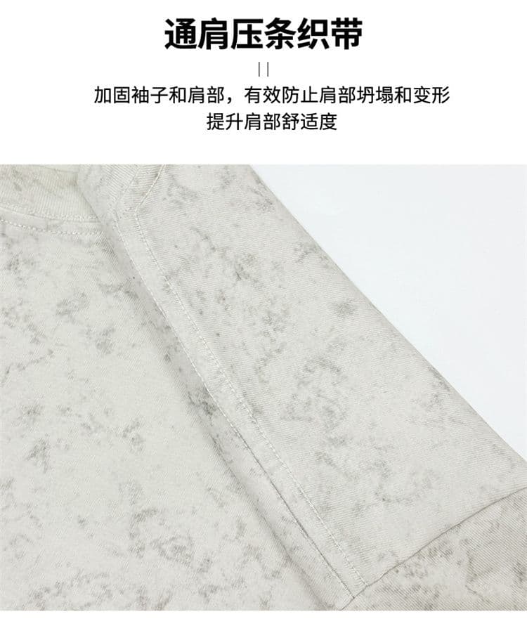 220 그램 20 개 라운드 넥 조수 브랜드 레트로 마 오래된 홀치기 염색 반팔 티셔츠 상세 이미지 4