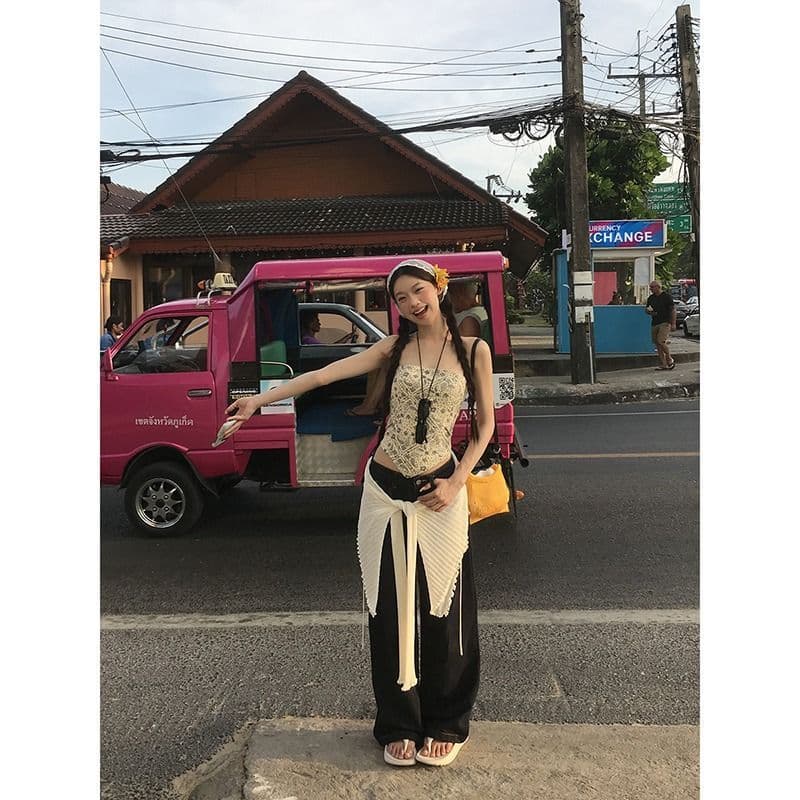 민소매 조끼 여성 인사이드 가져 가라. 만나는 프랑스식 디자인 센스 품격 쇼트 스타일 몸매 가꾸기 핫걸 튜브탑 맨위 여성 이미지 3