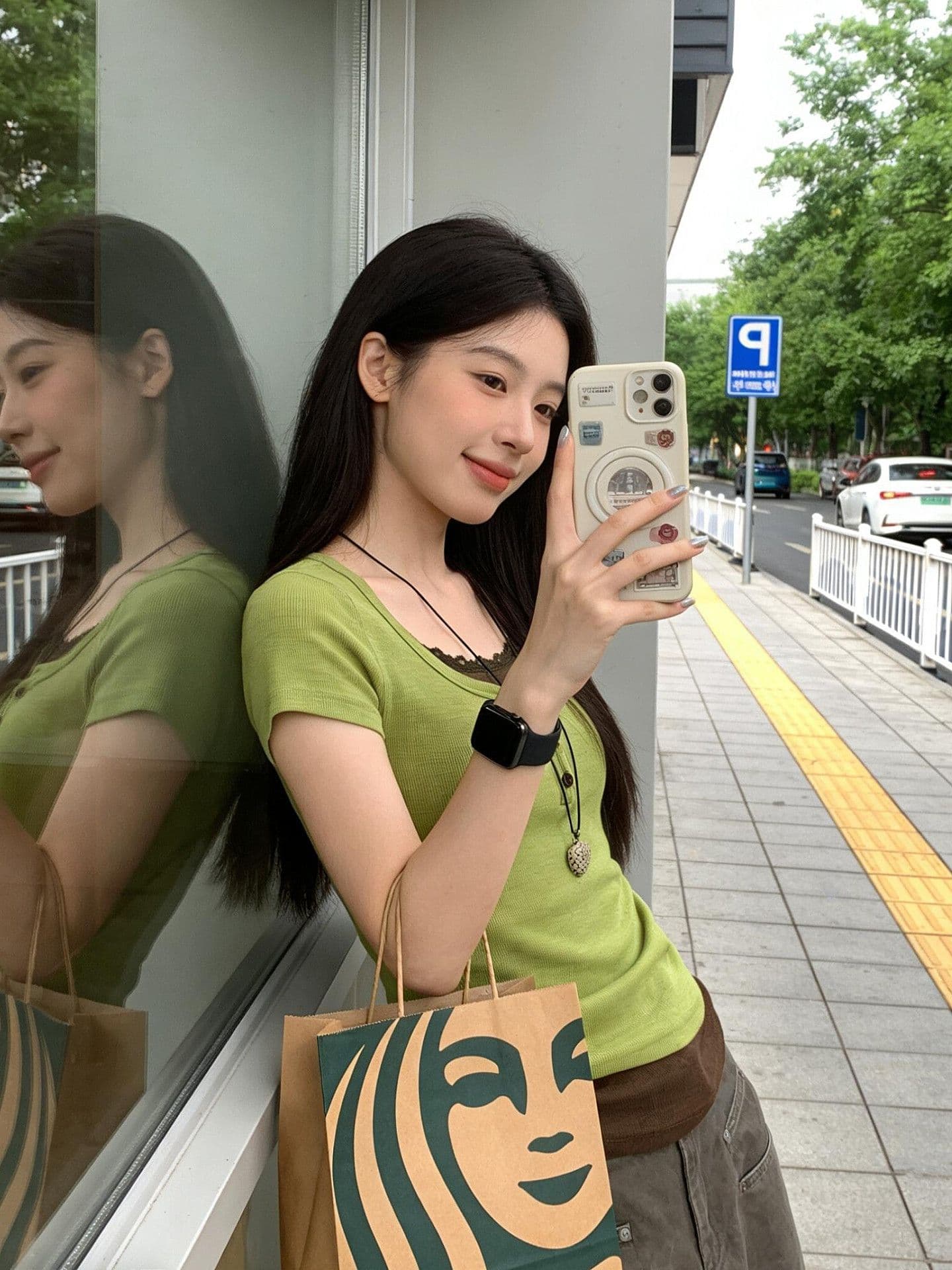 프랑스 리브 원본 원단 페이크 레이어드 레이스 라운드 넥 반팔 티셔츠 여성 몸매 가꾸기 다용도 슬림해 보이는 맨위 상세 이미지 4