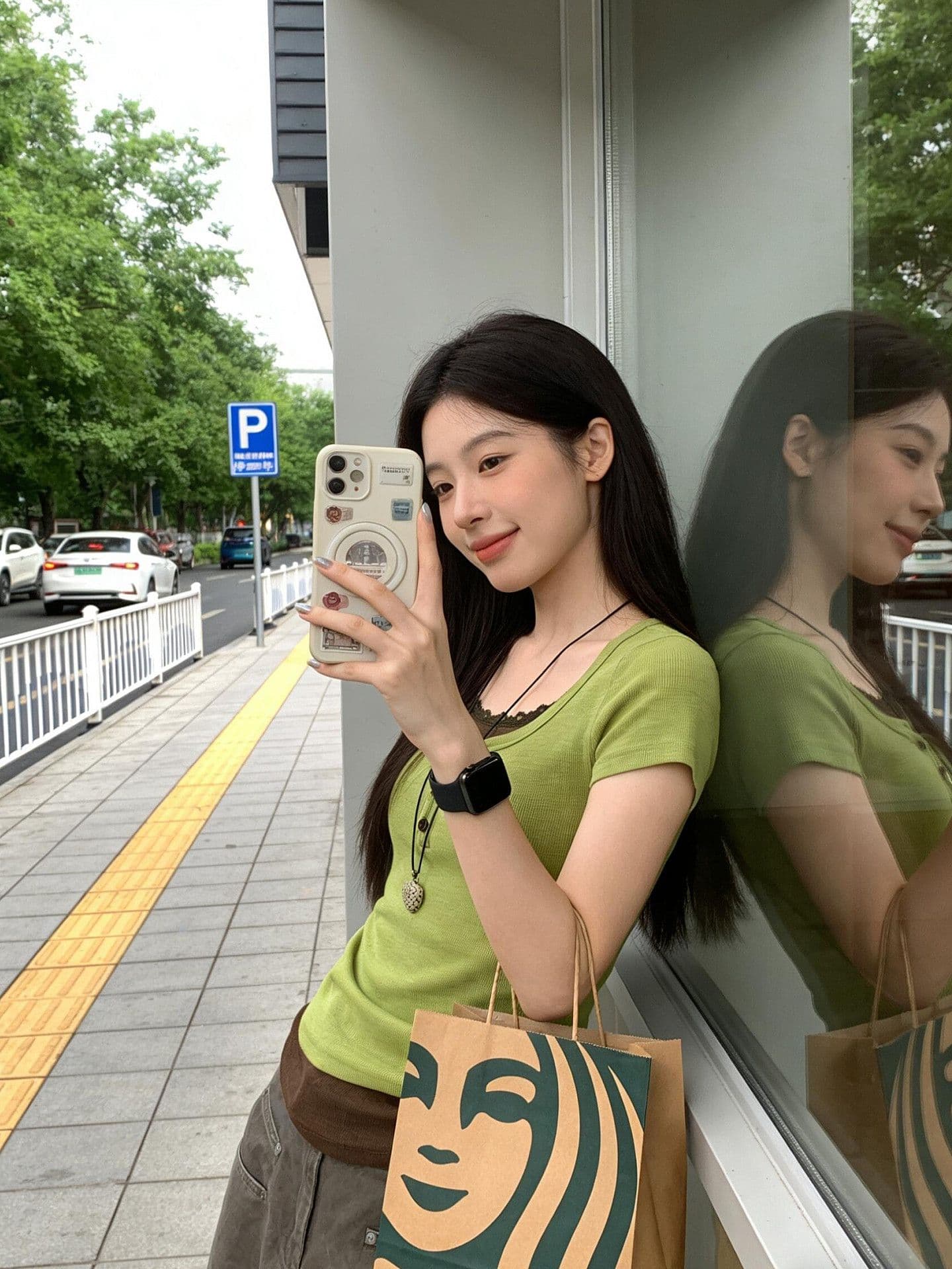 프랑스 리브 원본 원단 페이크 레이어드 레이스 라운드 넥 반팔 티셔츠 여성 몸매 가꾸기 다용도 슬림해 보이는 맨위 상세 이미지 6
