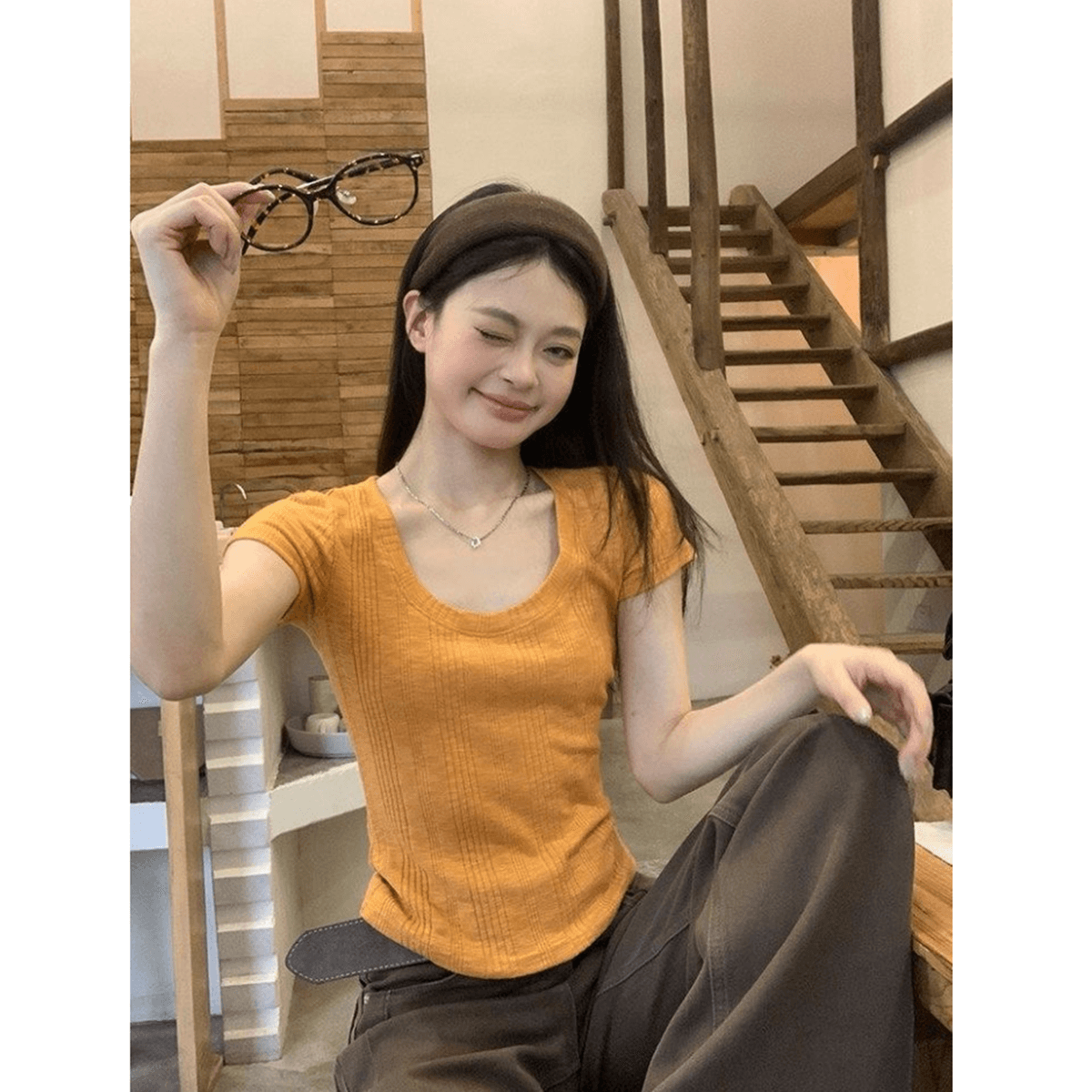 230 크 대나무 마디 63 폴리 에스터 32 면 5 암모니아 Lun 디자인 센스 u 칼라 여름 몸매 가꾸기 맨위 다용도 반팔 티셔츠 여성 이미지 4