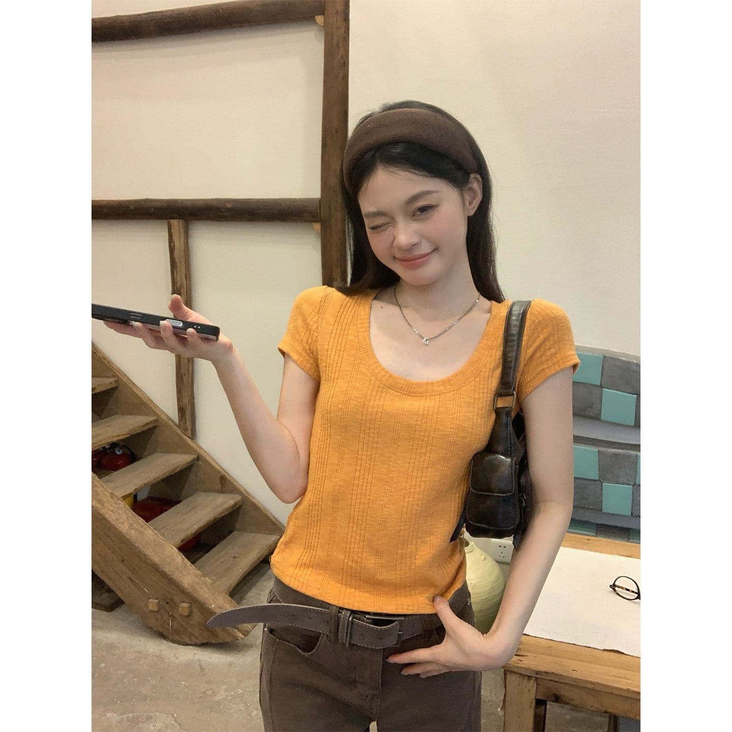 230 크 대나무 마디 63 폴리 에스터 32 면 5 암모니아 Lun 디자인 센스 u 칼라 여름 몸매 가꾸기 맨위 다용도 반팔 티셔츠 여성 상세 이미지 3