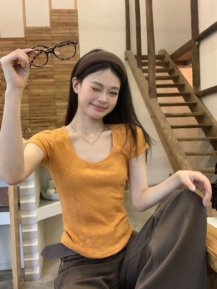 230 크 대나무 마디 63 폴리 에스터 32 면 5 암모니아 Lun 디자인 센스 u 칼라 여름 몸매 가꾸기 맨위 다용도 반팔 티셔츠 여성 상세 이미지 7