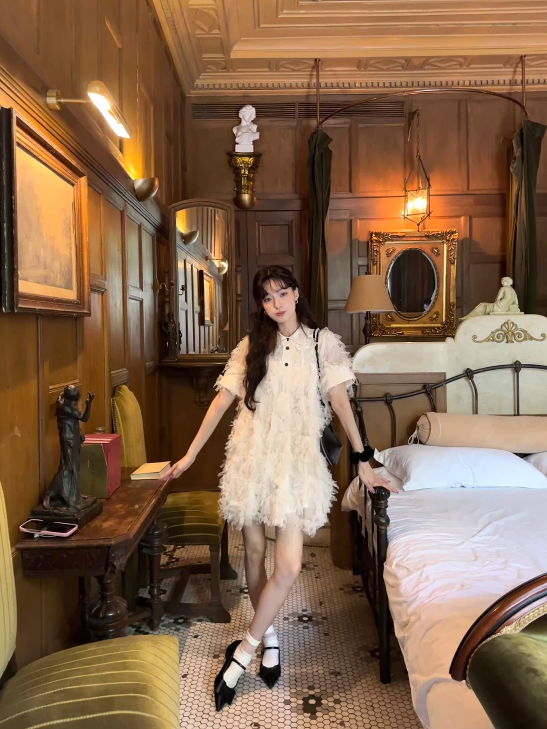 여름 달콤함 섹션 디자인 센스 작은 대중 허리 수축 슬림해 보이는 미니 스커트 프랑스식 작은 샤넬 스타일 품격 자카드 반팔 드레스 이미지 2