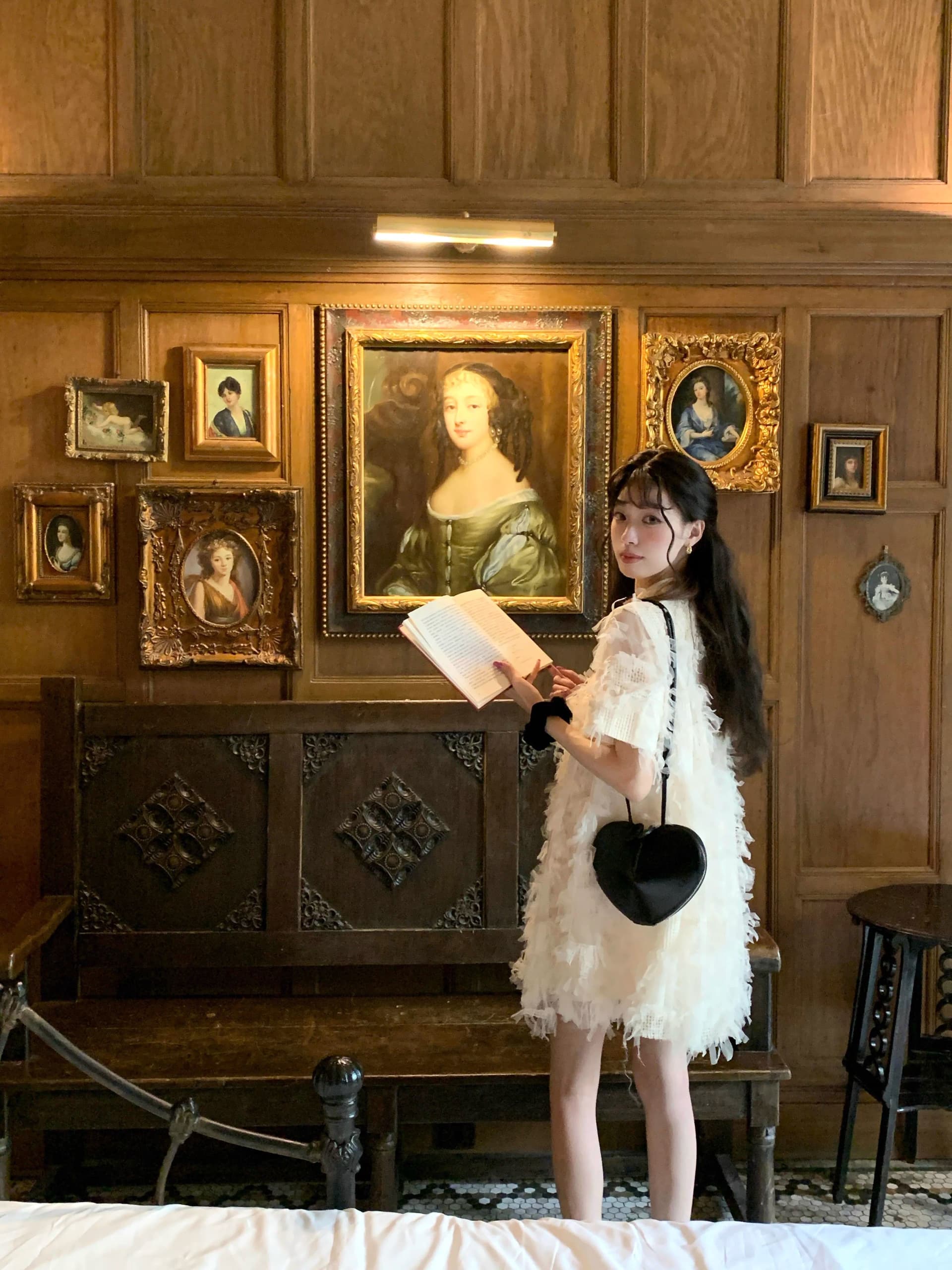 여름 달콤함 섹션 디자인 센스 작은 대중 허리 수축 슬림해 보이는 미니 스커트 프랑스식 작은 샤넬 스타일 품격 자카드 반팔 드레스 이미지 3