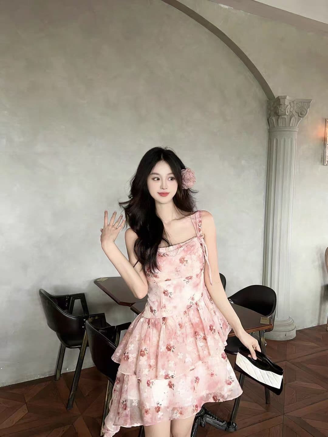 2026 여름 감정 달콤한 매운맛 불규칙 빨간색 꽃무늬 슬립 드레스 활력 소녀 차 인사이드 차 호흡 곤란 치마 여성 상세 이미지 6