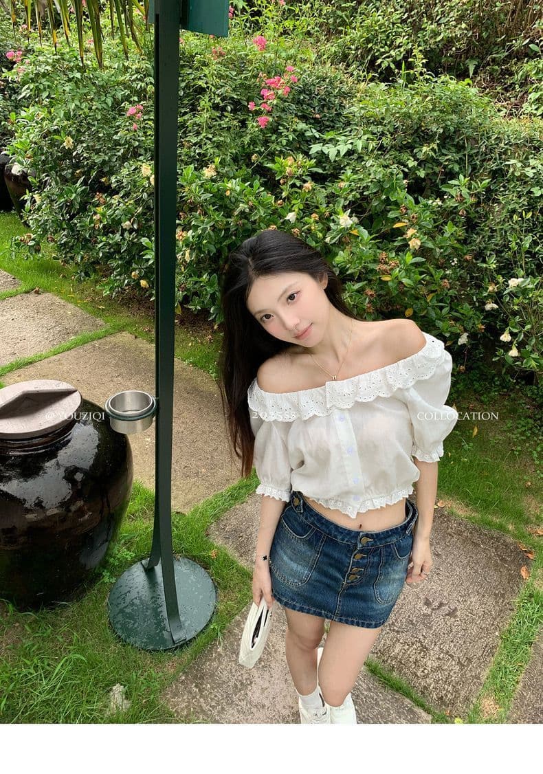 여름 화이트 라운드 넥 새로운 자카드 2026 프랑스식 품격 레이스 셔츠 반팔 루즈핏 셔츠 상세 이미지 12