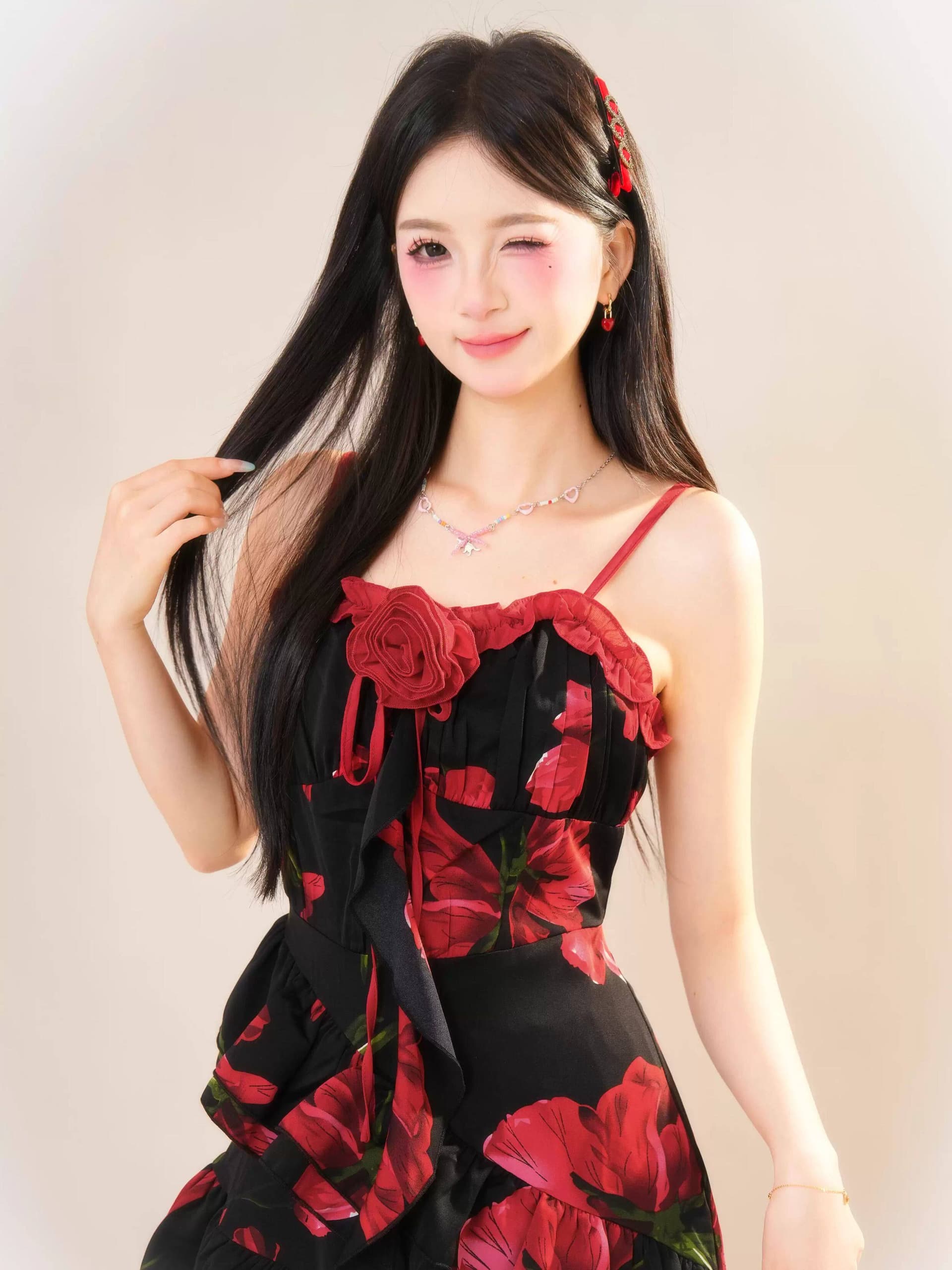 프랑스식 녹색 꽃무늬 슬립 여성 드레스 여름 보헤미안 해변가 해변 드레스 반신 롱 스커트 오픈 가디건 세트 상세 이미지 13