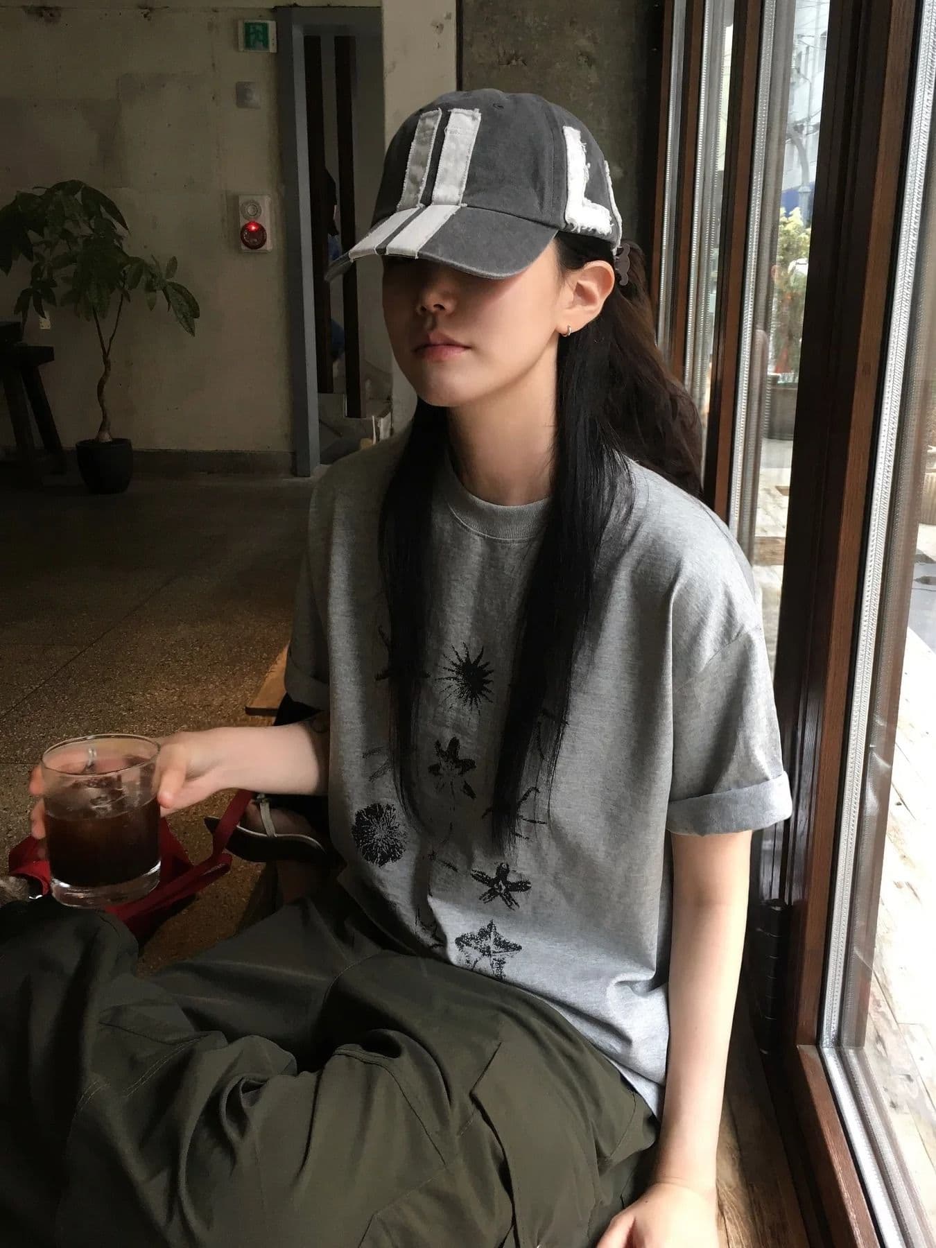 경관 그림 21 순면 210 그램 순면 여름 드레스 반팔 티셔츠 여성 한국 스타일 빅 사이즈 루즈핏 이미지 2