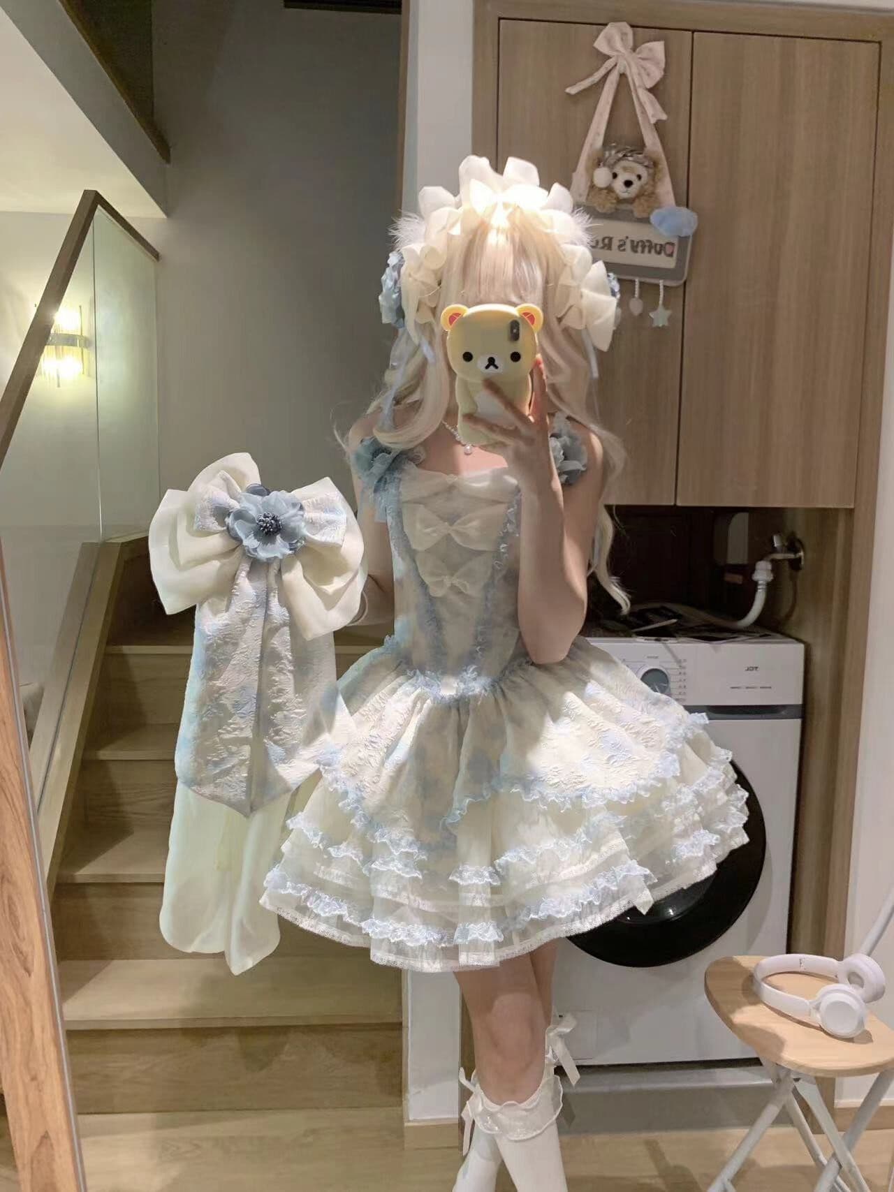 여름 달콤함 데이트 치마 lolita 디자인 센스 나비 매듭 재스민 비 공주 딜 리 슬립 생선뼈 드레스 상세 이미지 9