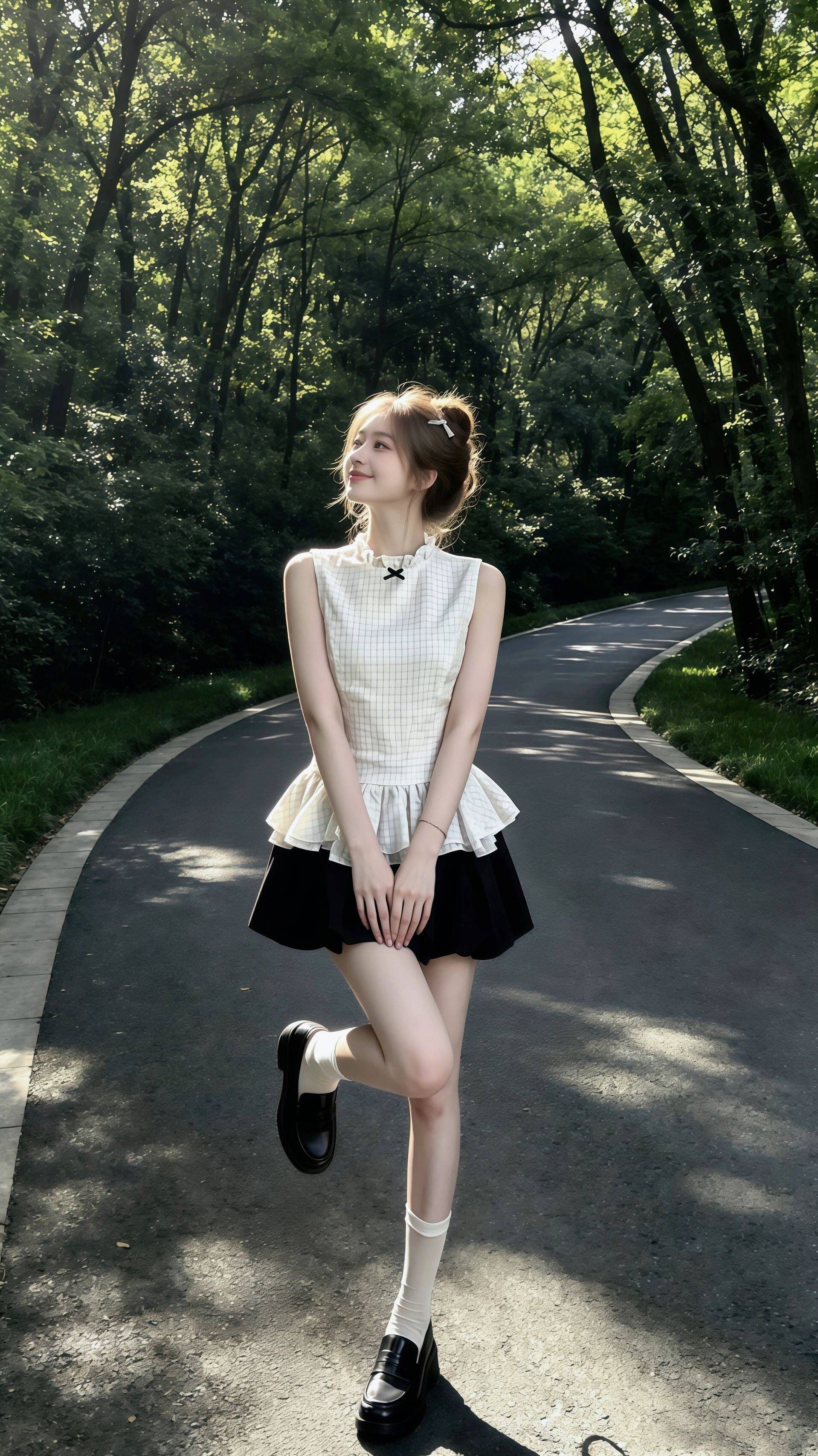 한 부서 천 금빛 바람 품격 민소매 체크무늬 맨위 달콤함 캐주얼 소녀 센스 꽃밭 치마 반신 미니 스커트 투피스 세트 상세 이미지 5