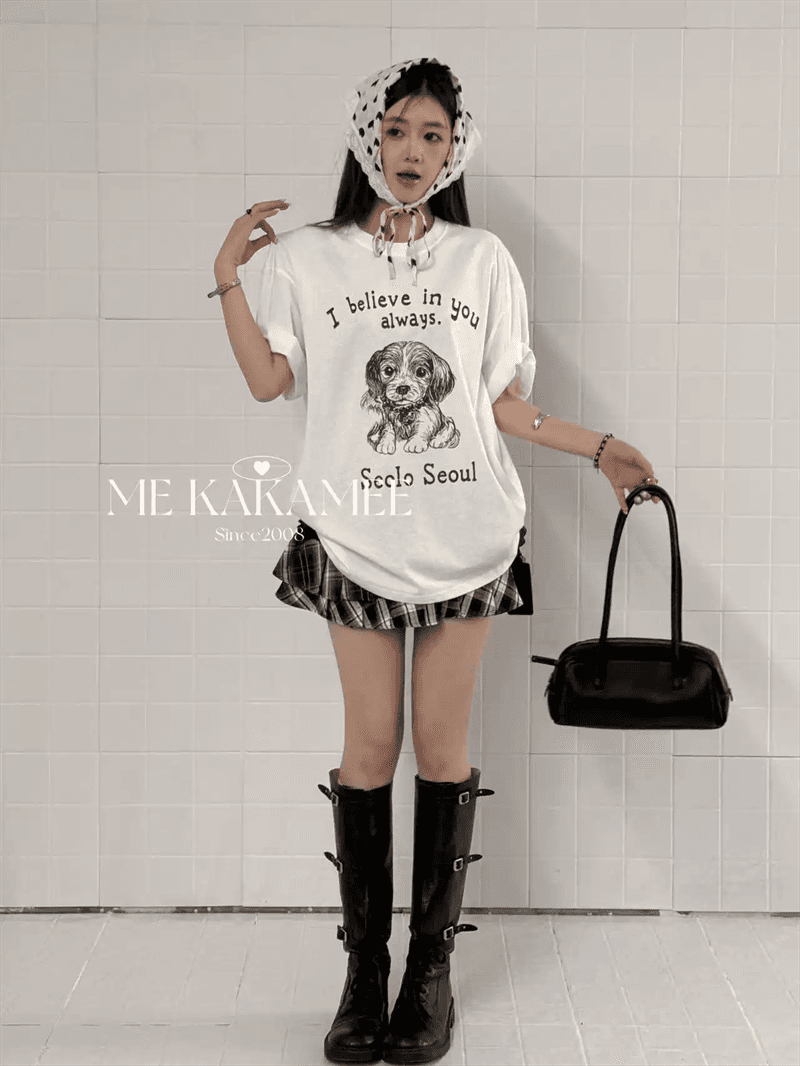 경관 그림 21 순면 210 그램 순면 여름 드레스 반팔 티셔츠 여성 한국 스타일 빅 사이즈 루즈핏 상세 이미지 6